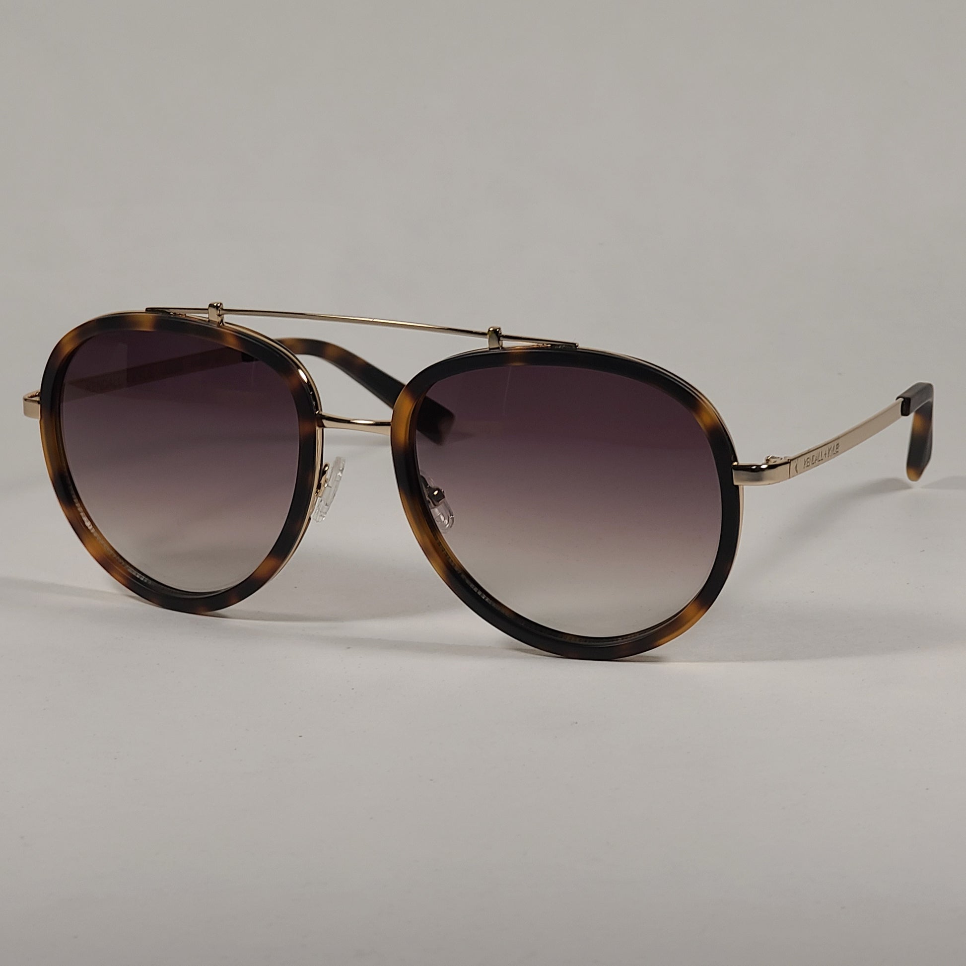 Kendall + Kylie Jules Aviator Sunglasses Matte Demi Tortoise and Gold Frame Brown Gradient Lens KK5005Q 215 - Sunglasses