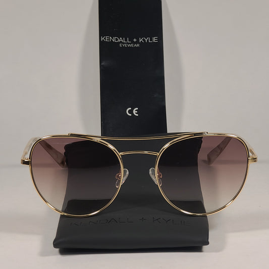 Kendall + Kylie Reese Aviator Sunglasses Light Gold Frame Dune Brown Gradient Lens KKS4025G 718 - Sunglasses