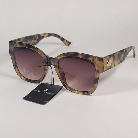 JL By Judith Leiber Foxy Square Sunglasses Milk Tortoise Frame Brown Gradient Lens - Sunglasses