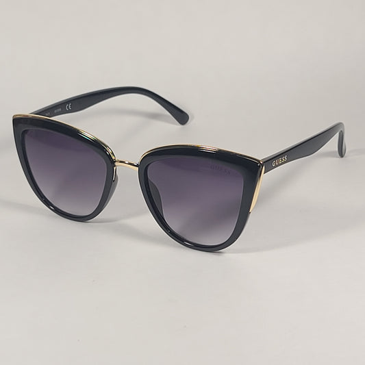 Guess Cat Eye Sunglasses Black Gold Frame Gray Gradient Lens GF0313 01B - Sunglasses