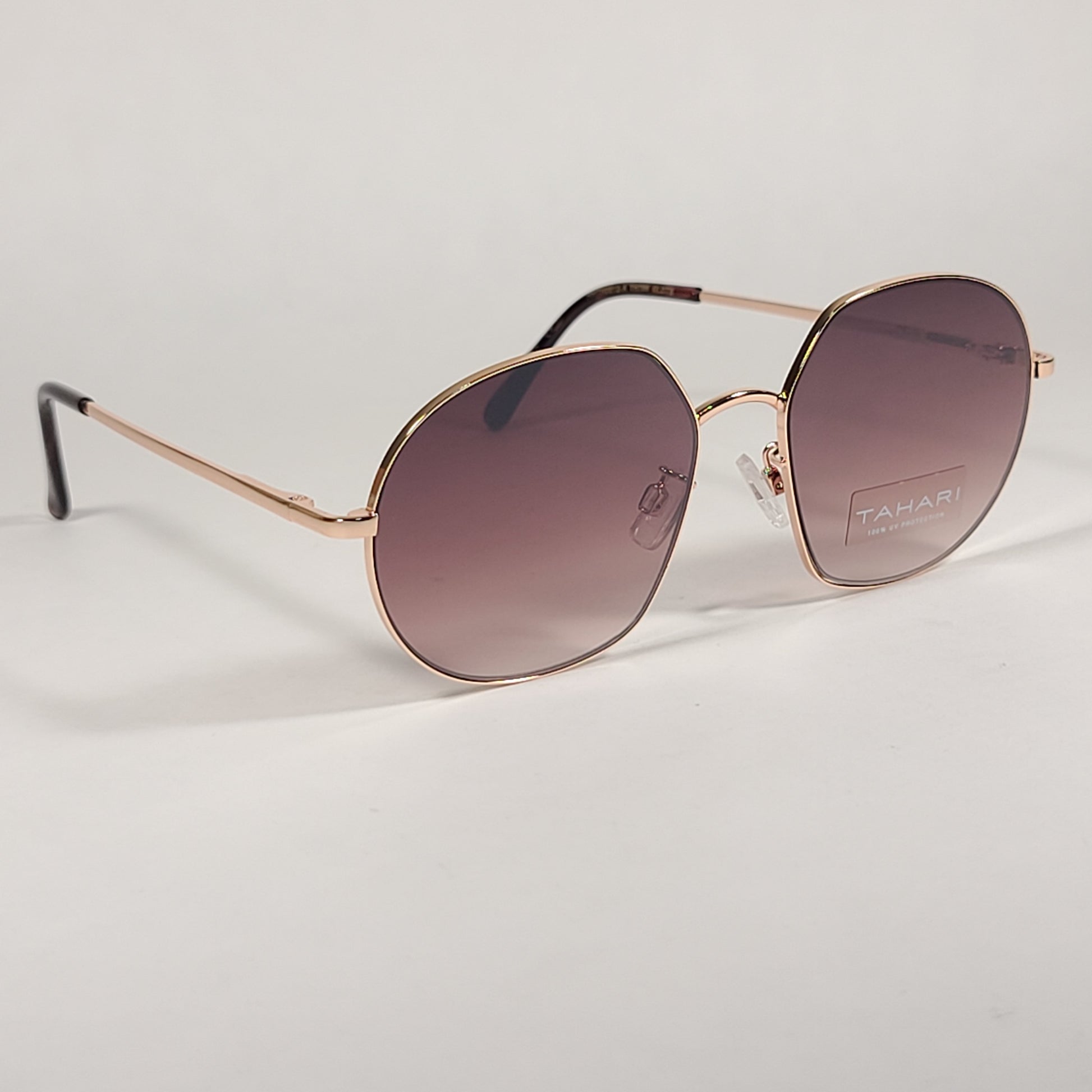 Tahari Aviator Slice Sunglasses Brown Tortoise Gold Brown Gradient Lens TH786 TSGLD - Sunglasses