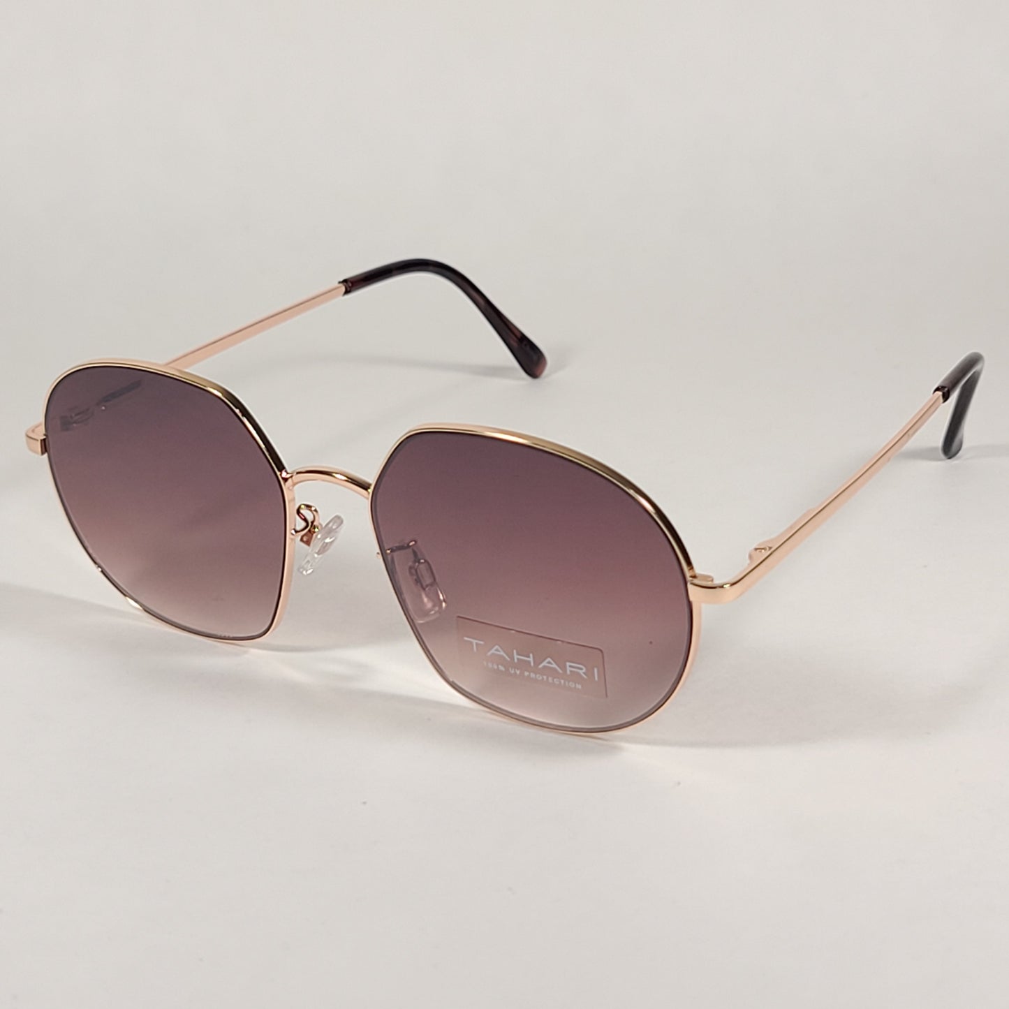 Tahari Aviator Slice Sunglasses Brown Tortoise Gold Brown Gradient Lens TH786 TSGLD - Sunglasses