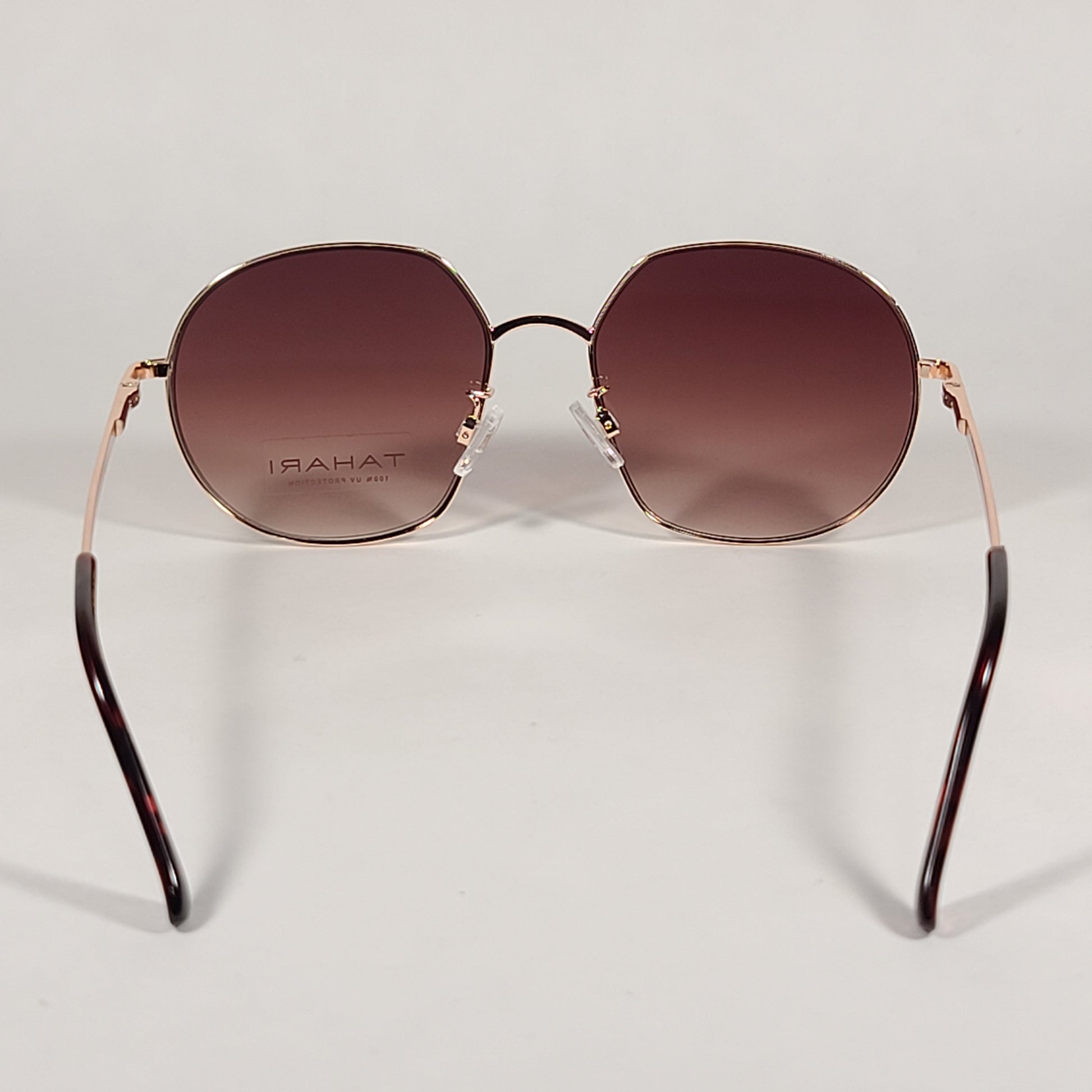 Tahari Aviator Slice Sunglasses Brown Tortoise Gold Brown Gradient Lens TH786 TSGLD - Sunglasses