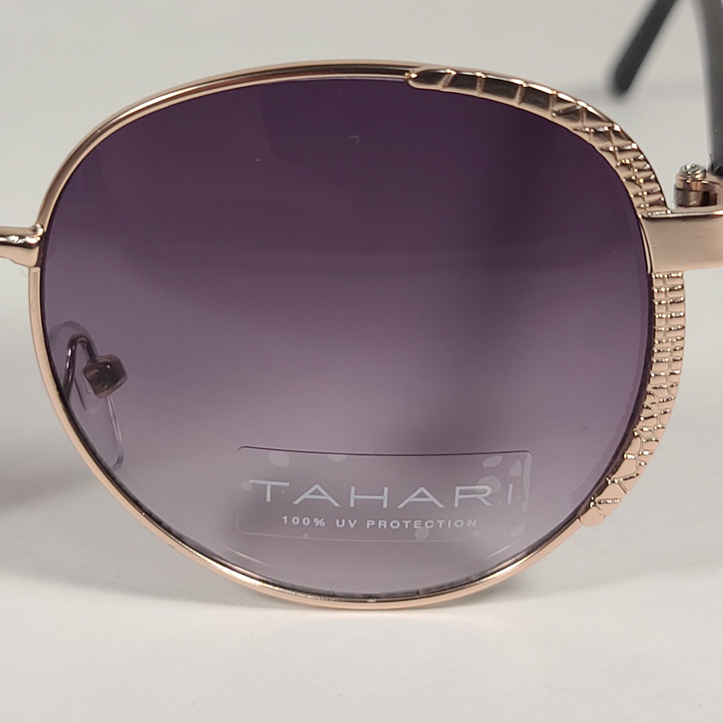 Tahari Round Aviator Sunglasses Gold Matte Black Smoke Gradient Lens TH785 GLDOX - Sunglasses