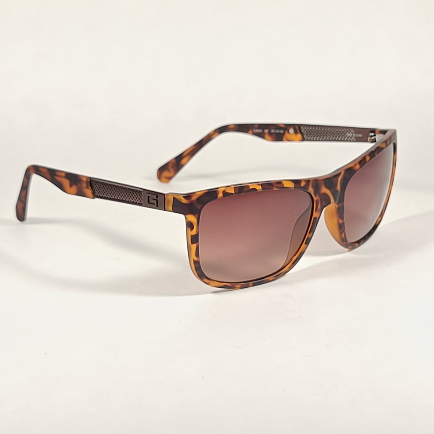 Guess Rectangular Sunglasses Brown Matte Tortoise Brown Metal With Gradient Lens GU6843 56F - Sunglasses