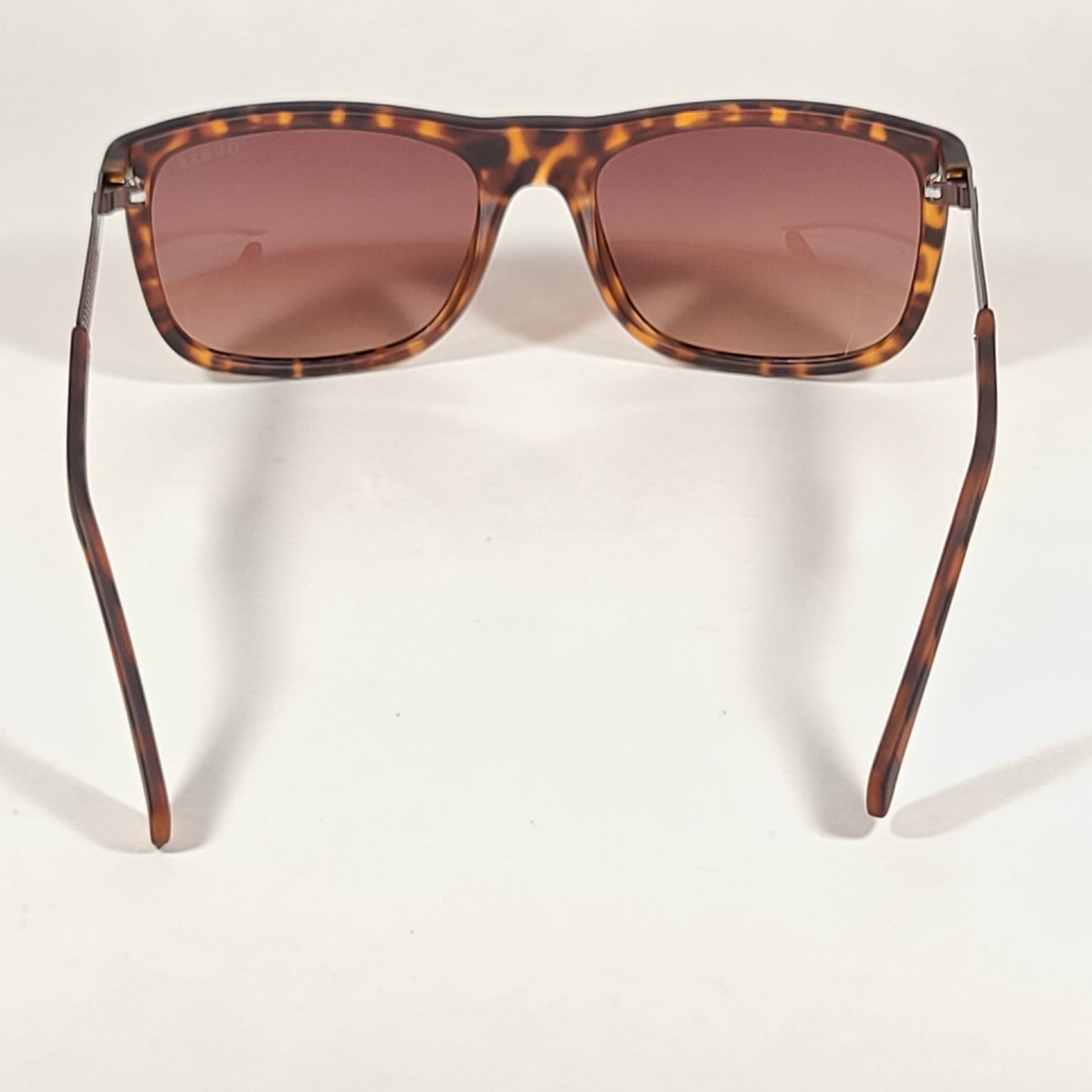 Guess Rectangular Sunglasses Brown Matte Tortoise Brown Metal With Gradient Lens GU6843 56F - Sunglasses