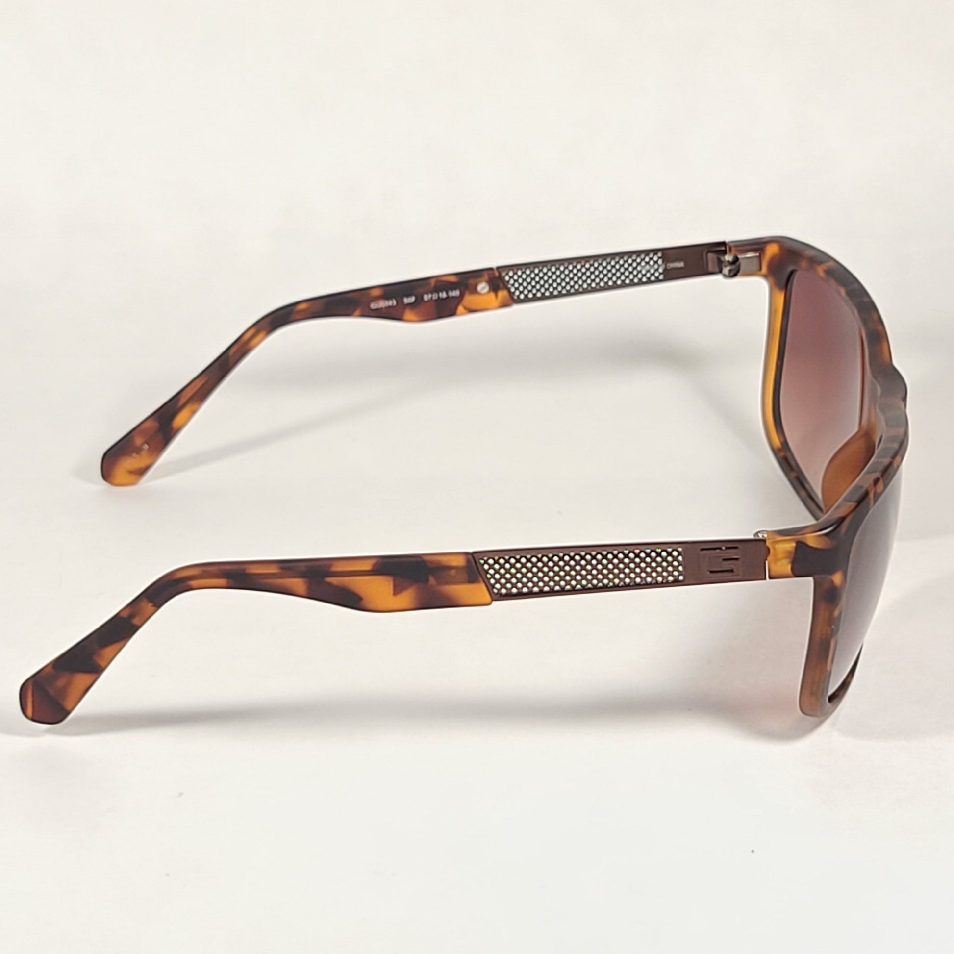 Guess Rectangular Sunglasses Brown Matte Tortoise Brown Metal With Gradient Lens GU6843 56F - Sunglasses