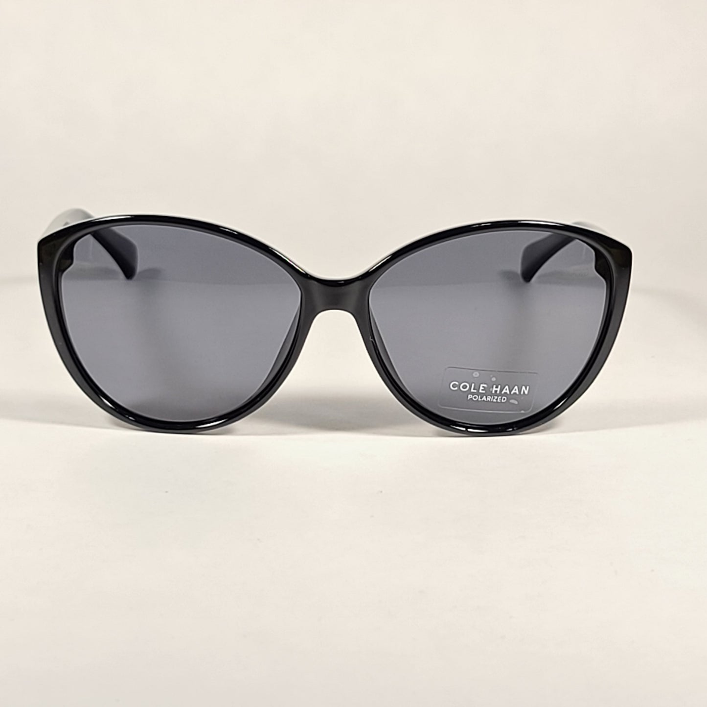 Cole Haan Cat Eye Polarized Sunglasses Shiny Black Frame Gray Lens CH9000 001 BLACK - Sunglasses