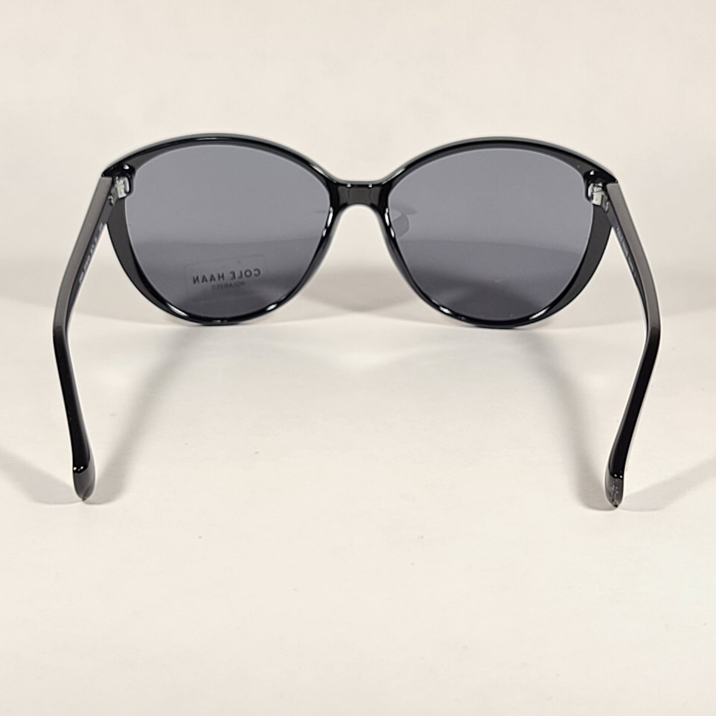 Cole Haan Cat Eye Polarized Sunglasses Shiny Black Frame Gray Lens CH9000 001 BLACK - Sunglasses