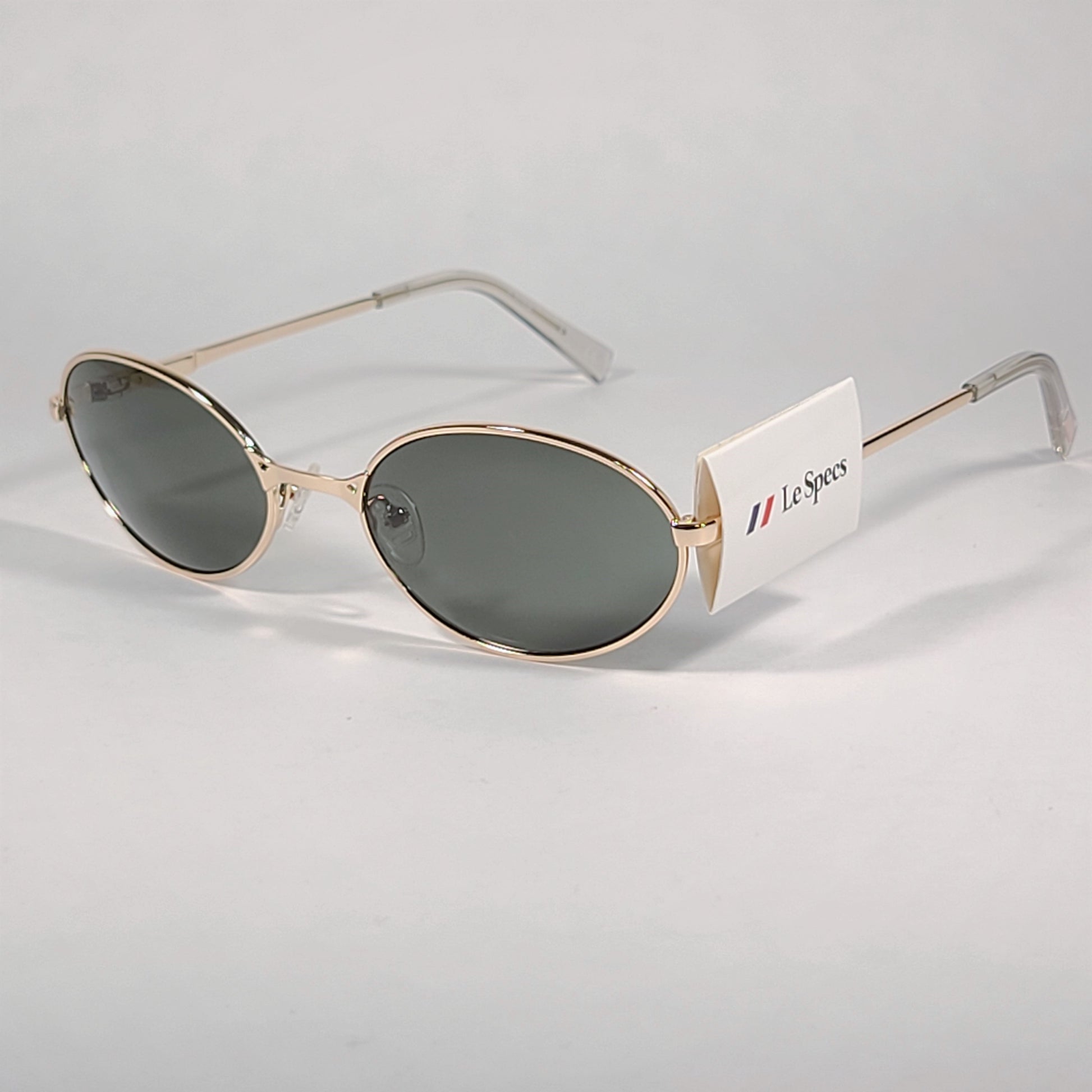 Le Specs Nowhere Flat Oval Sunglasses Gold Frame Gray Green Mono Lens LSP1902070 GOLD - Sunglasses