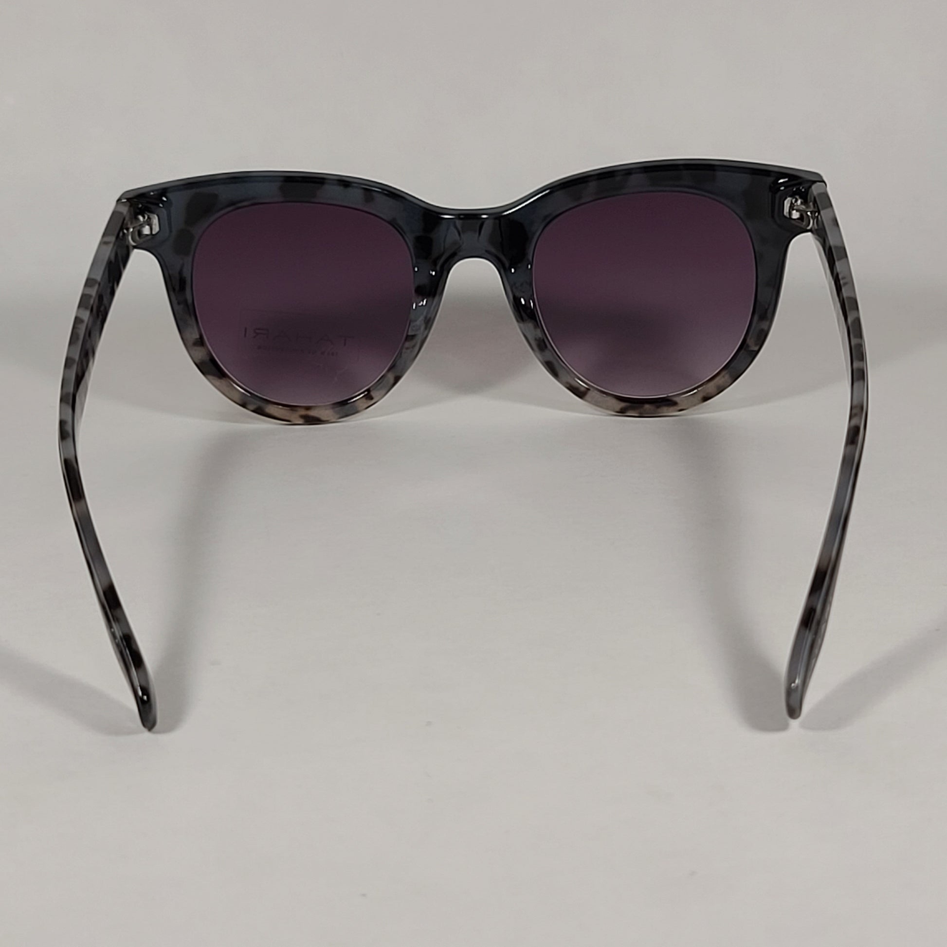 Tahari Round Sunglasses Black Oatmeal Frame Gray Smoke Gradient Lens TH775 OXOAT - Sunglasses