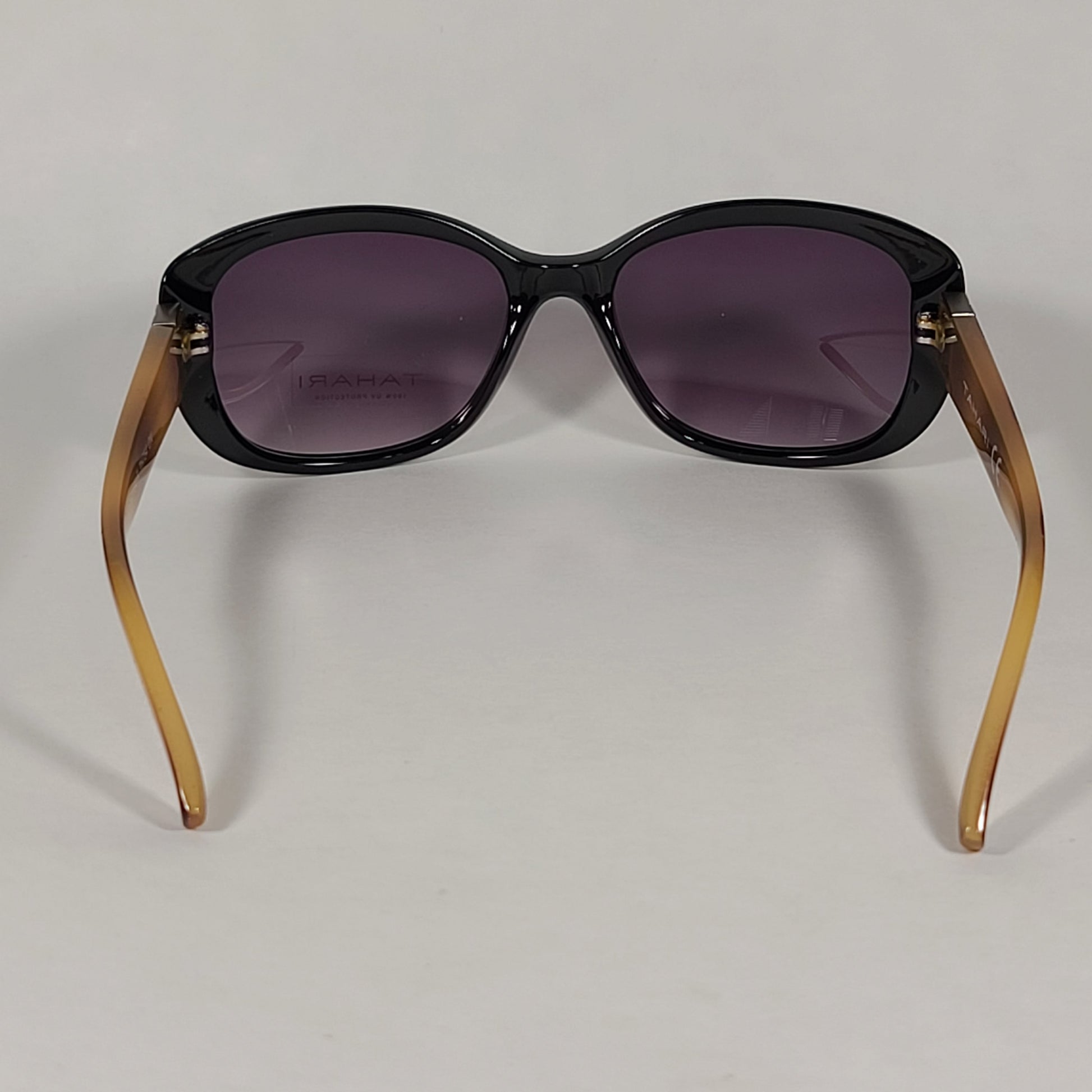 Tahari Oval Sunglasses Black And Light Havana Frame Rhinestone Temples Smoke Lens TH754 OX - Sunglasses