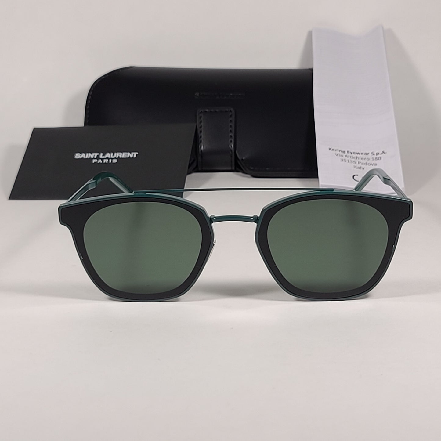 Saint Laurent Round Club Sunglasses Green Metal Frame Green Lens SL28 METAL 004 - Sunglasses