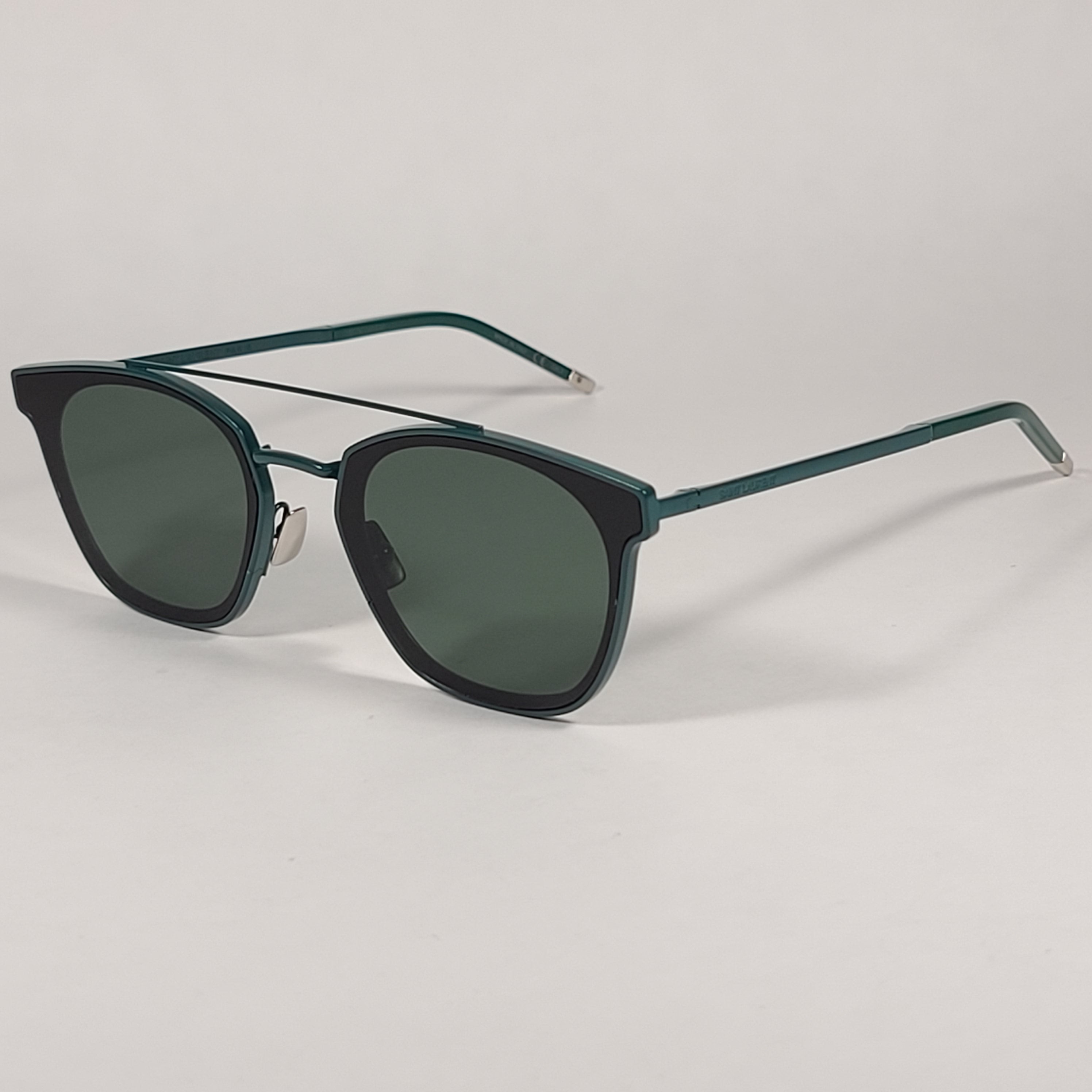 Saint Laurent Round Club Sunglasses Green Metal Frame Green Lens SL28 TheSunglassFashion