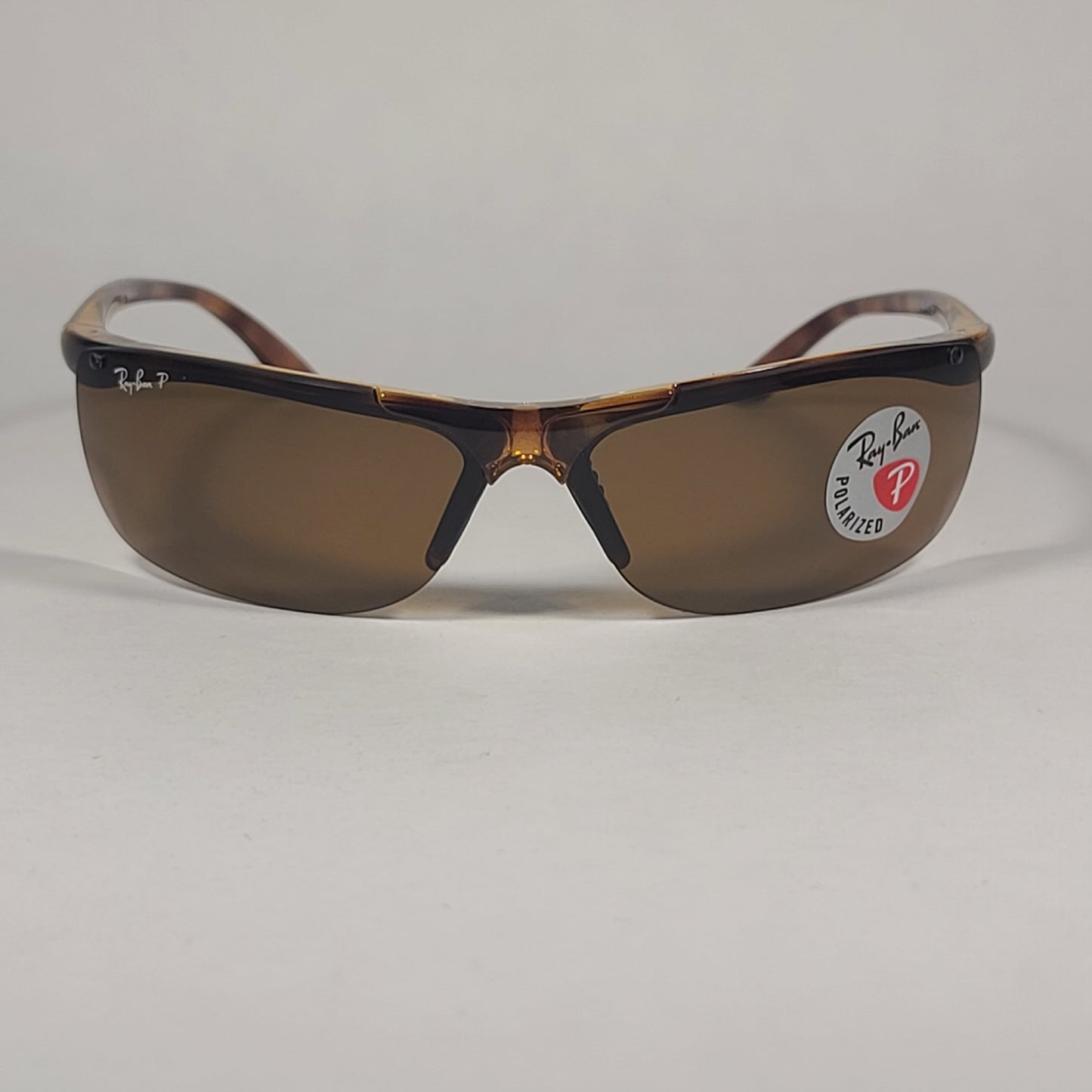 Ray-Ban Active Lifestyle Rimless Polarized Sunglasses RB4085 642/83 Sport Wrap Havana Brown Lens - Sunglasses