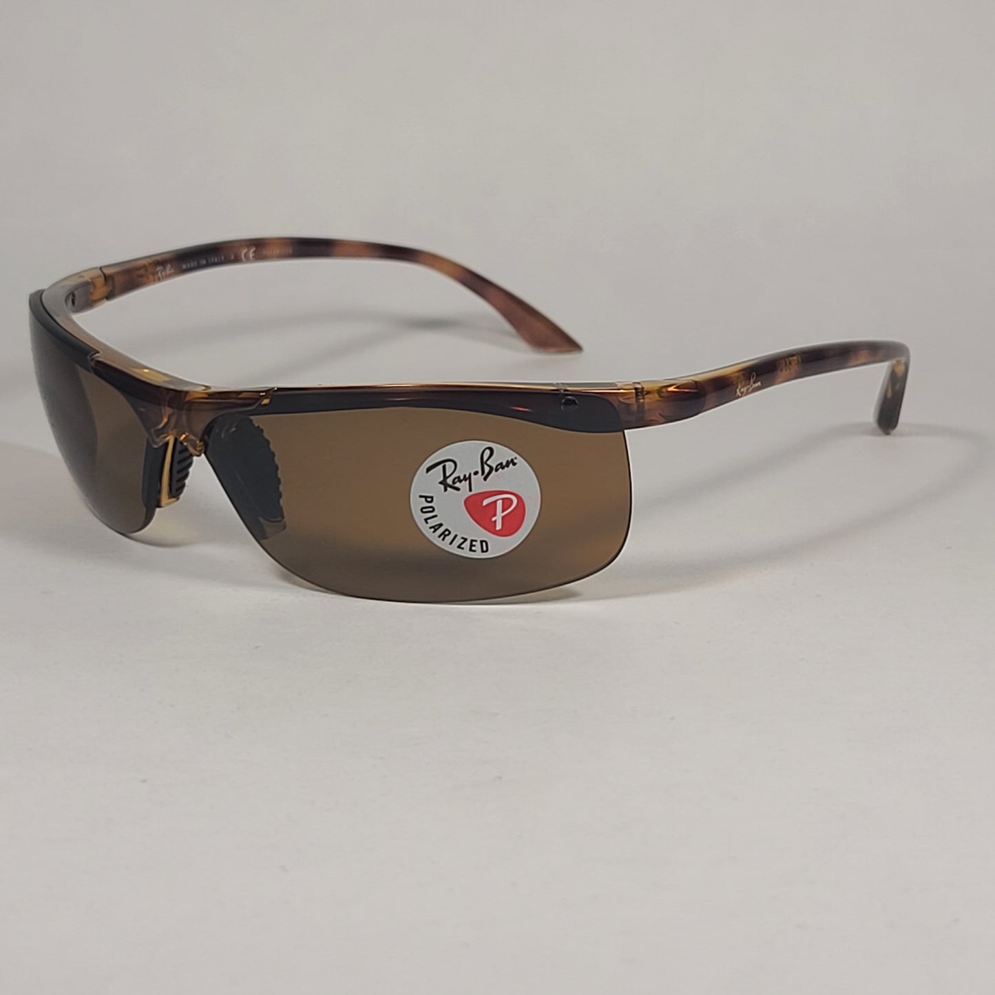 Ray-Ban Active Lifestyle Rimless Polarized Sunglasses RB4085 642/83 Sport Wrap Havana Brown Lens - Sunglasses