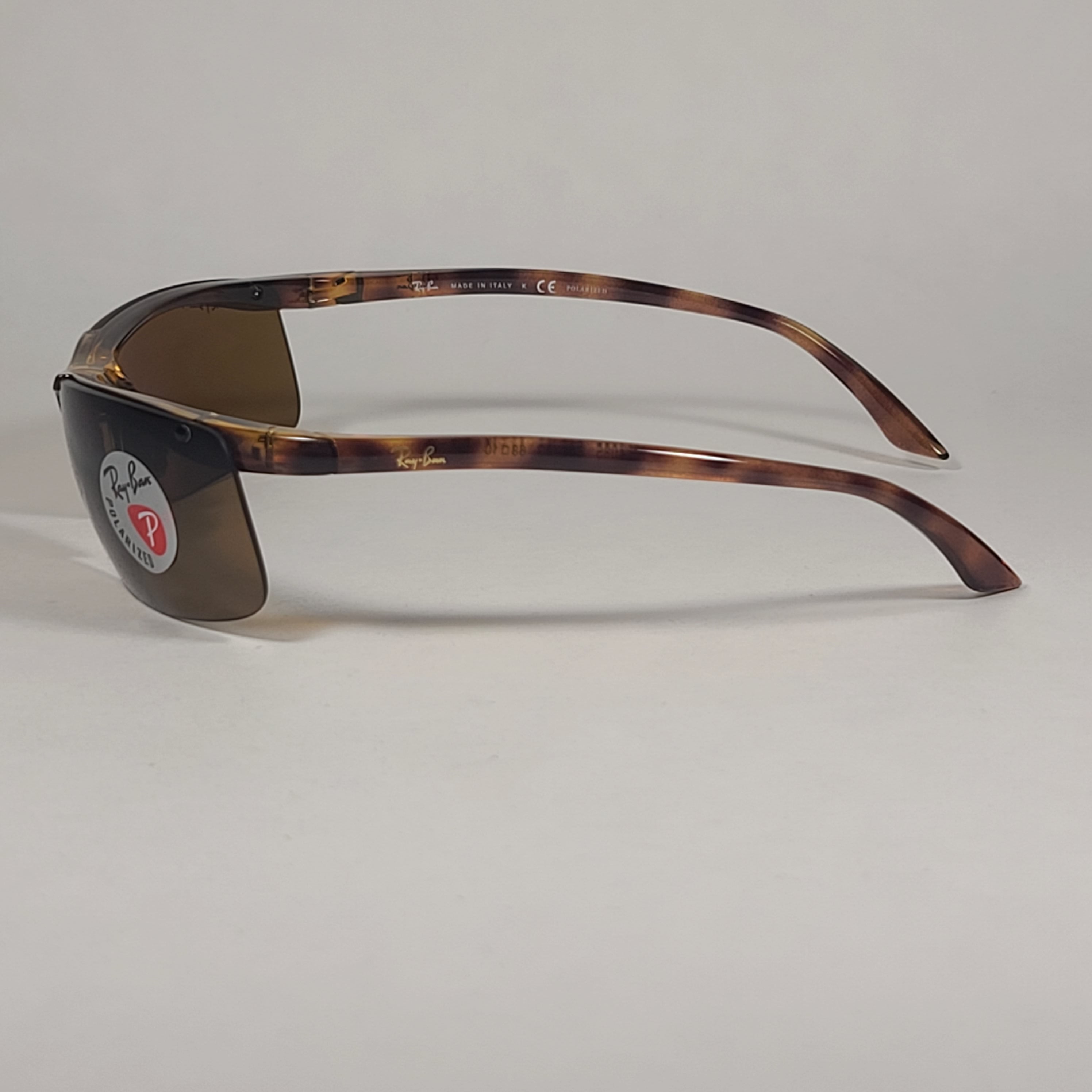 Ray-Ban Active Lifestyle Rimless Polarized Sunglasses RB4085 642/83 Sport  Wrap Havana Brown Lens