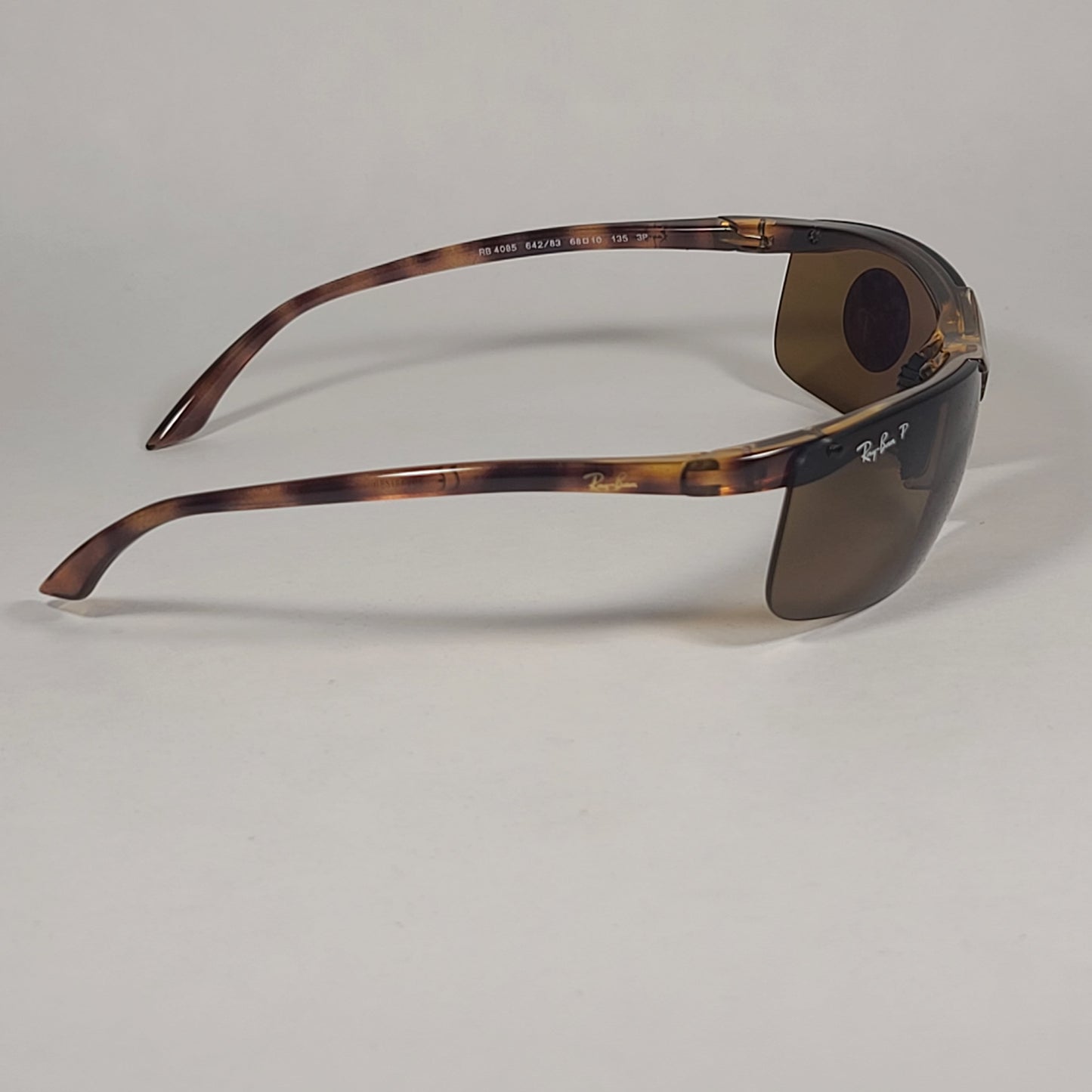 Ray-Ban Active Lifestyle Rimless Polarized Sunglasses RB4085 642/83 Sport Wrap Havana Brown Lens - Sunglasses