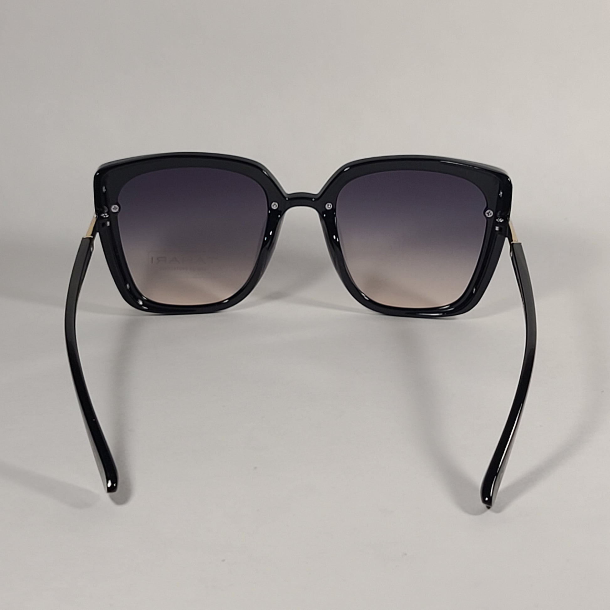 Tahari Cat Eye Square Sunglasses Shiny Black Frame Gray Smoke Gradient Lens TH769 OX - Sunglasses
