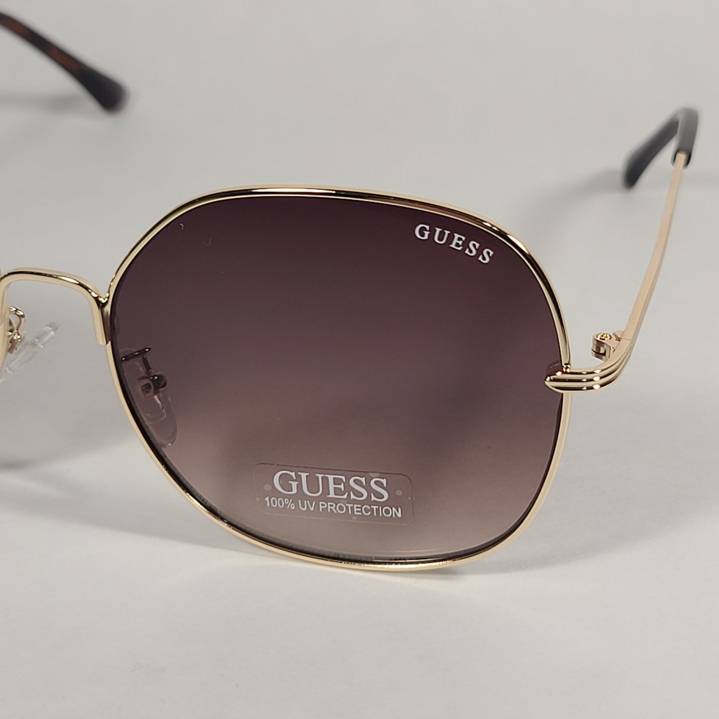 Guess Oversized Round Butterfly Sunglasses Gold Tone Metal Frame Brown Gradient Lens GF0385 32F - Sunglasses