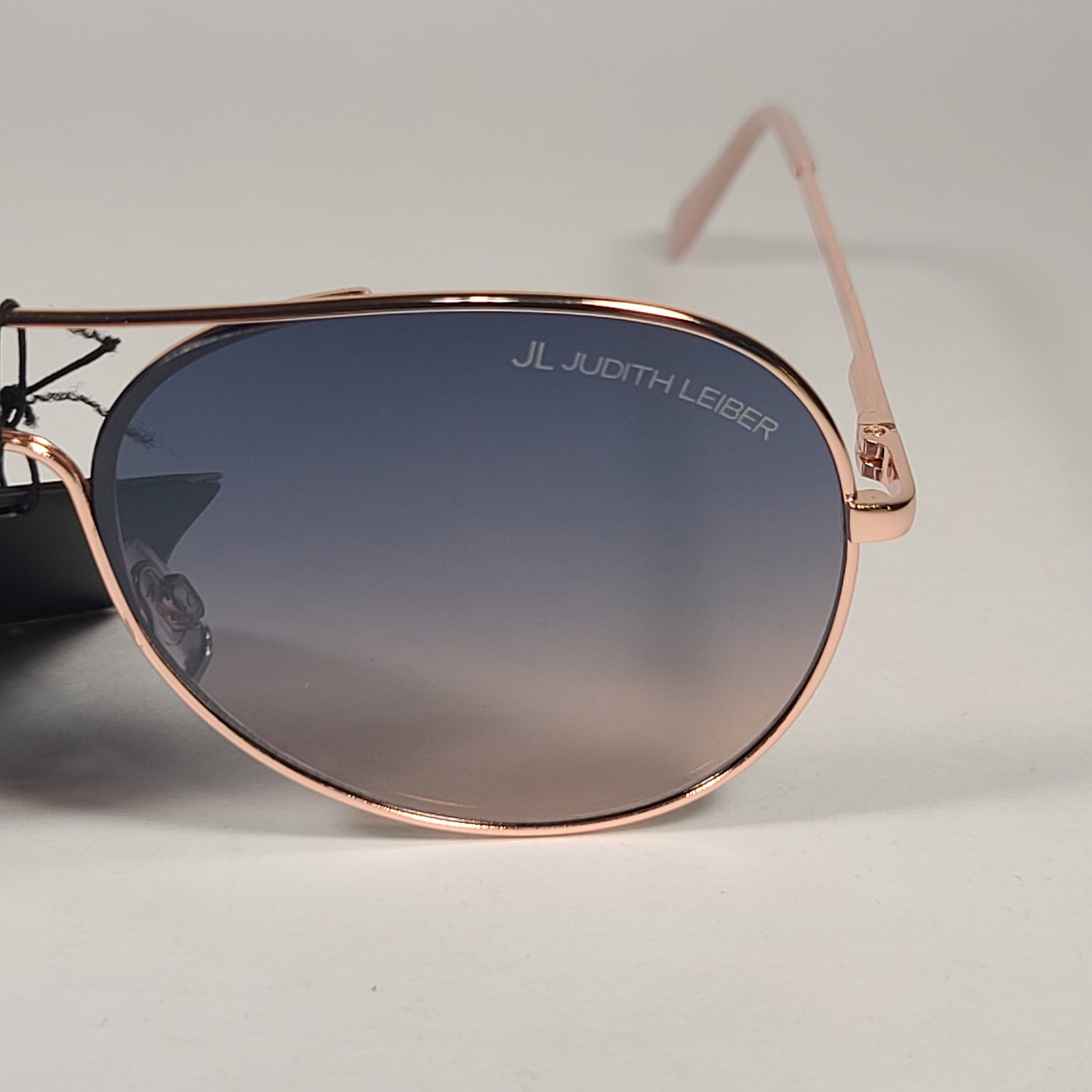 JL By Judith Leiber Martina Aviator Sunglasses Rose Gold Frame Blue Gradient Lens - Sunglasses