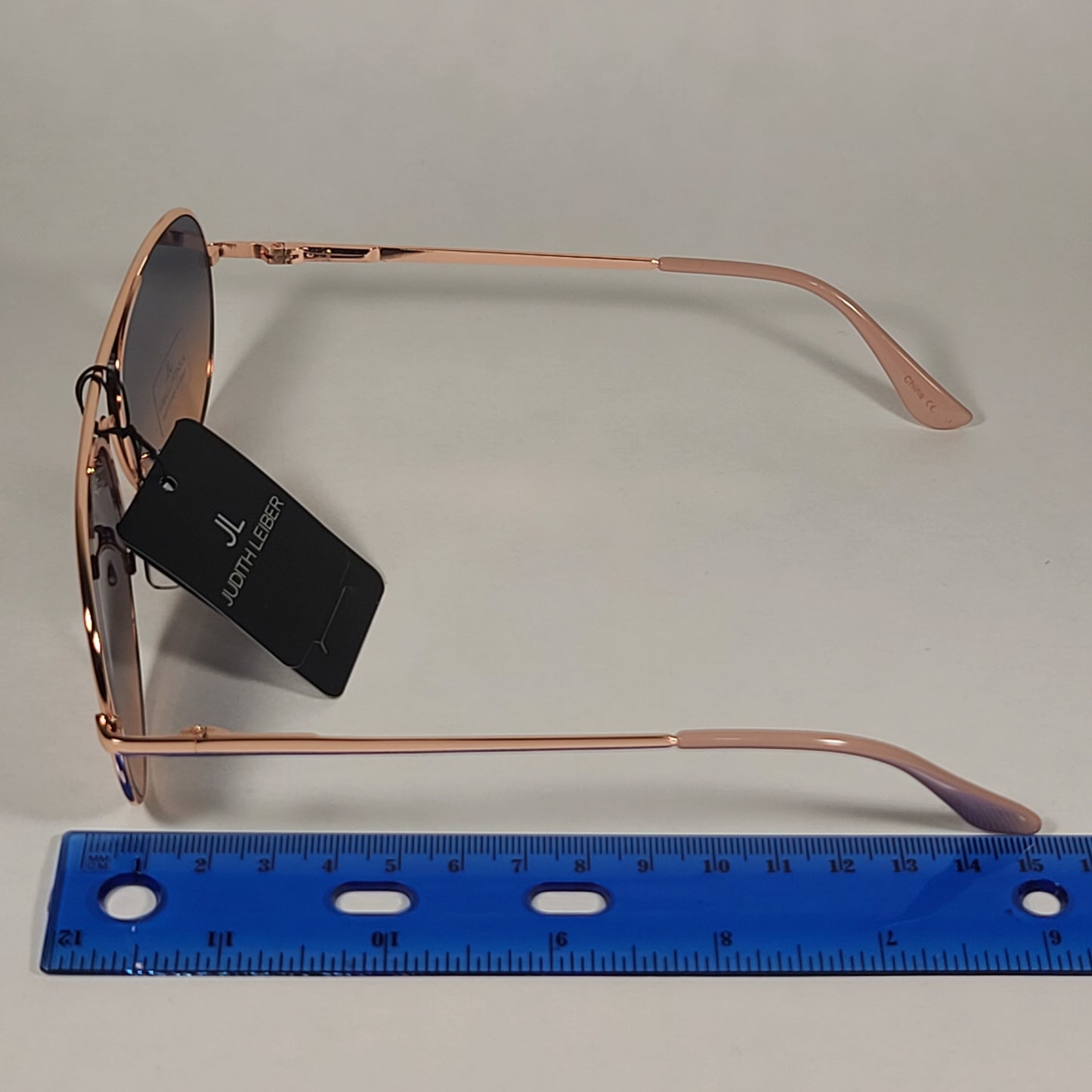 JL By Judith Leiber Martina Aviator Sunglasses Rose Gold Frame Blue Gradient Lens - Sunglasses