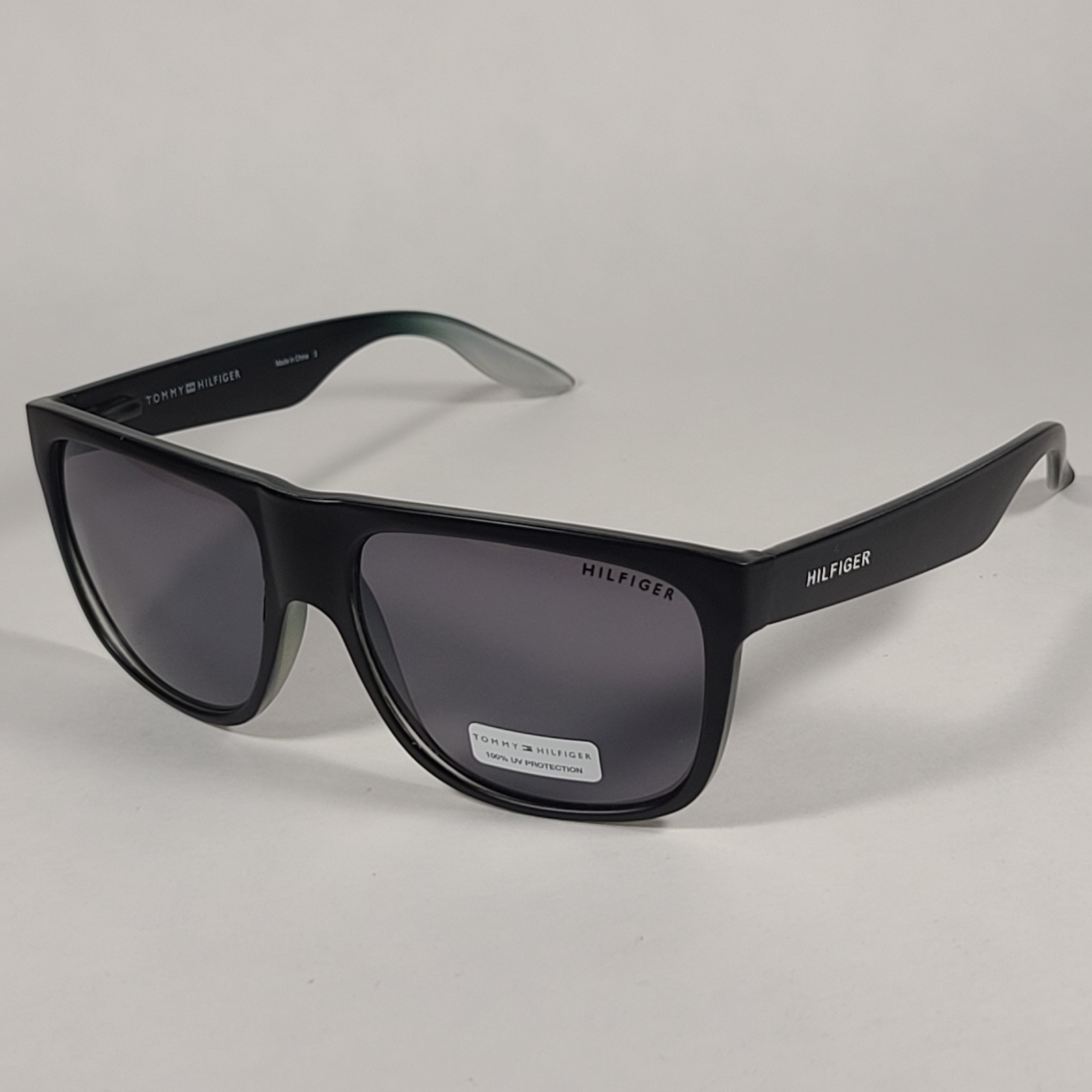 Tommy Hilfiger Tanner Square Sunglasses Matte Black And Green Gray Fra ...