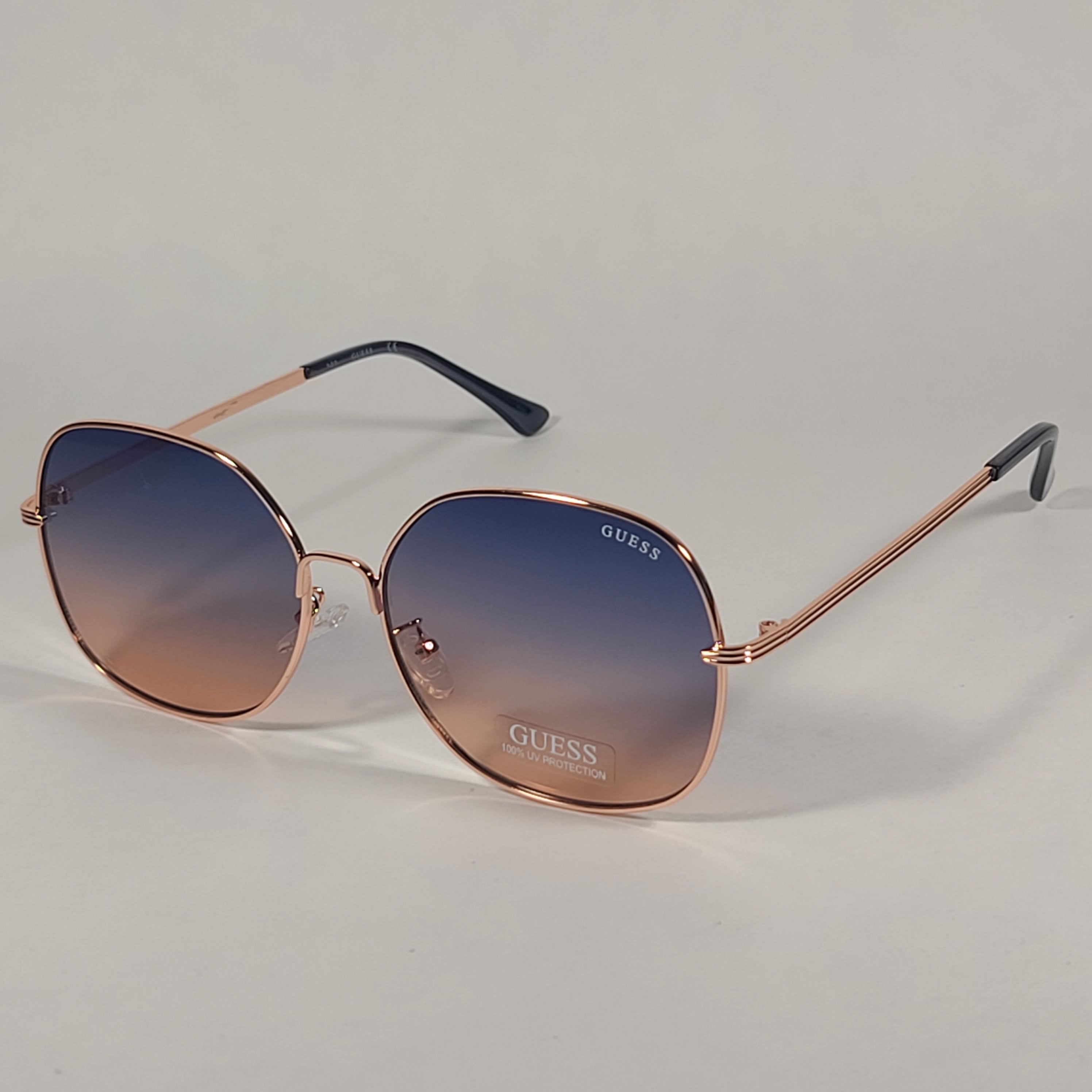 Guess Butterfly Sunglasses Rose Gold Frame Blue Gradient Lens GF0385 2 TheSunglassFashion