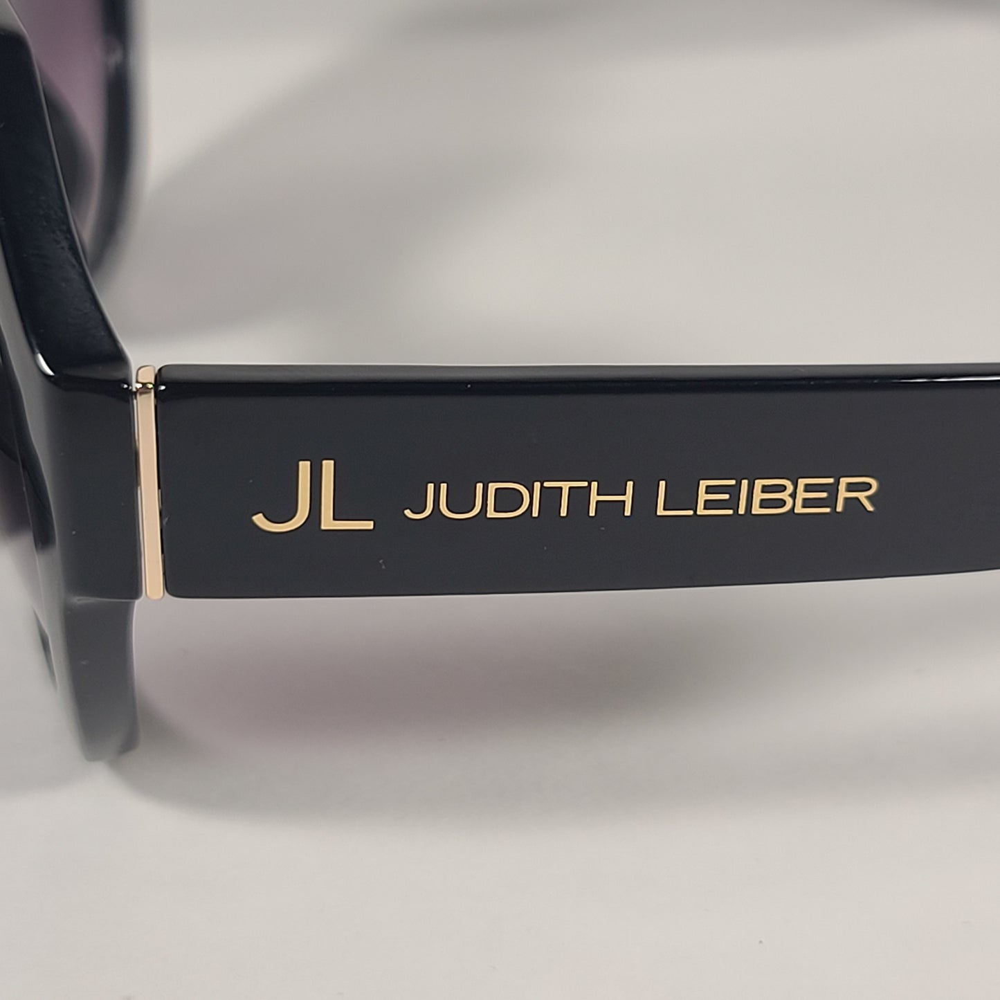 JL By Judith Leiber Fushia Polygon Sunglasses Shiny Black Smoke Gradient Lens - Sunglasses