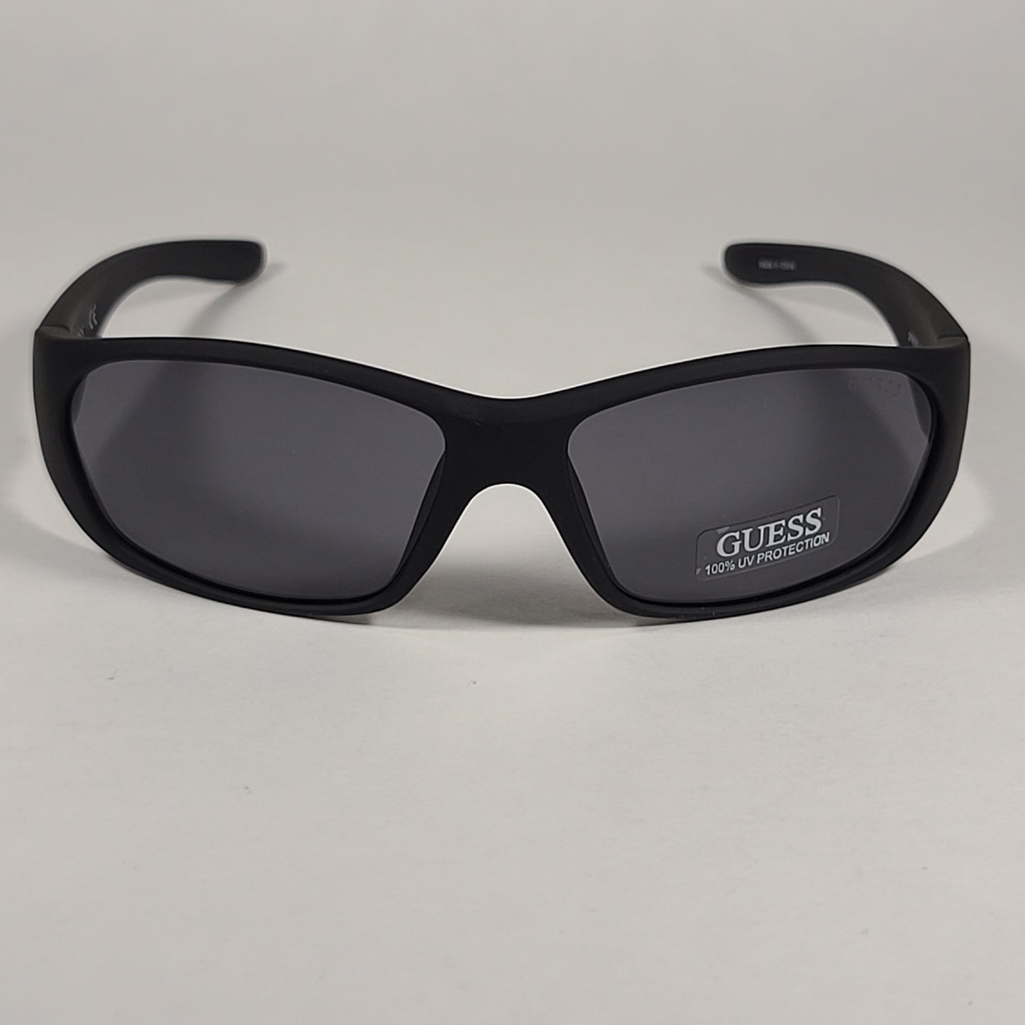 Guess Small Wrap Sunglasses Matte Black Frame Gray Lens GF4010 02A - Sunglasses