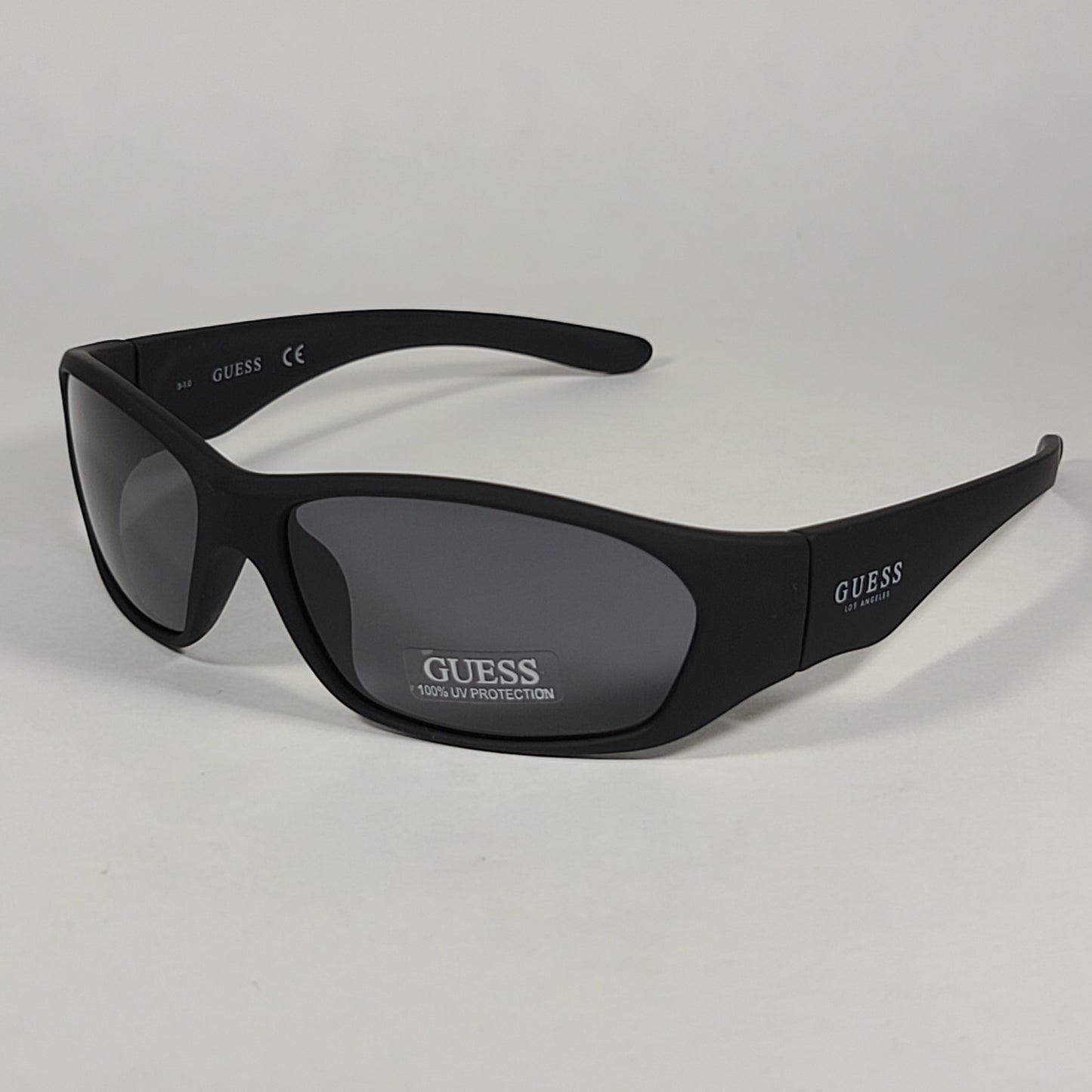 Guess Small Wrap Sunglasses Matte Black Frame Gray Lens GF4010 02A - Sunglasses