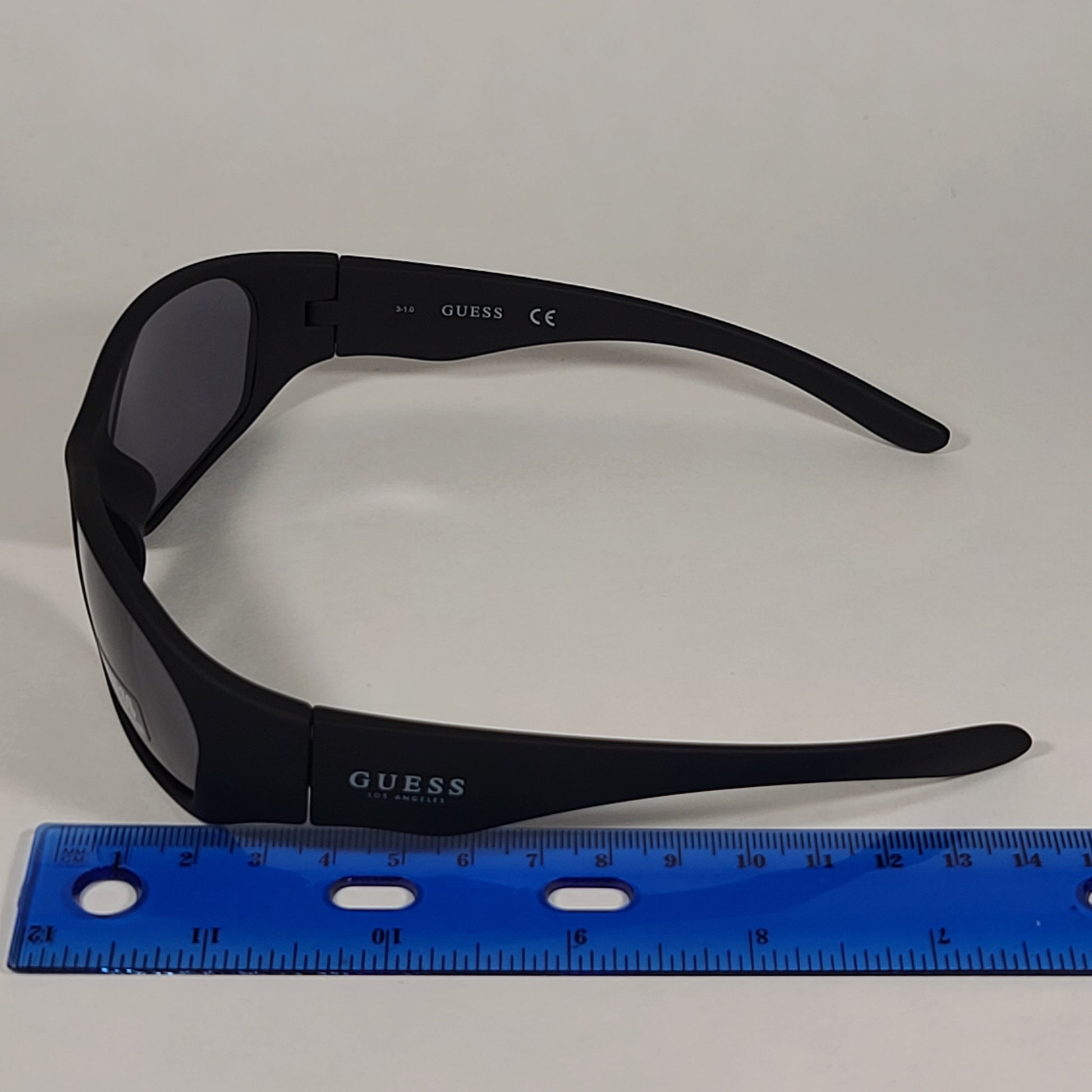 Guess Small Wrap Sunglasses Matte Black Frame Gray Lens GF4010 02A - Sunglasses
