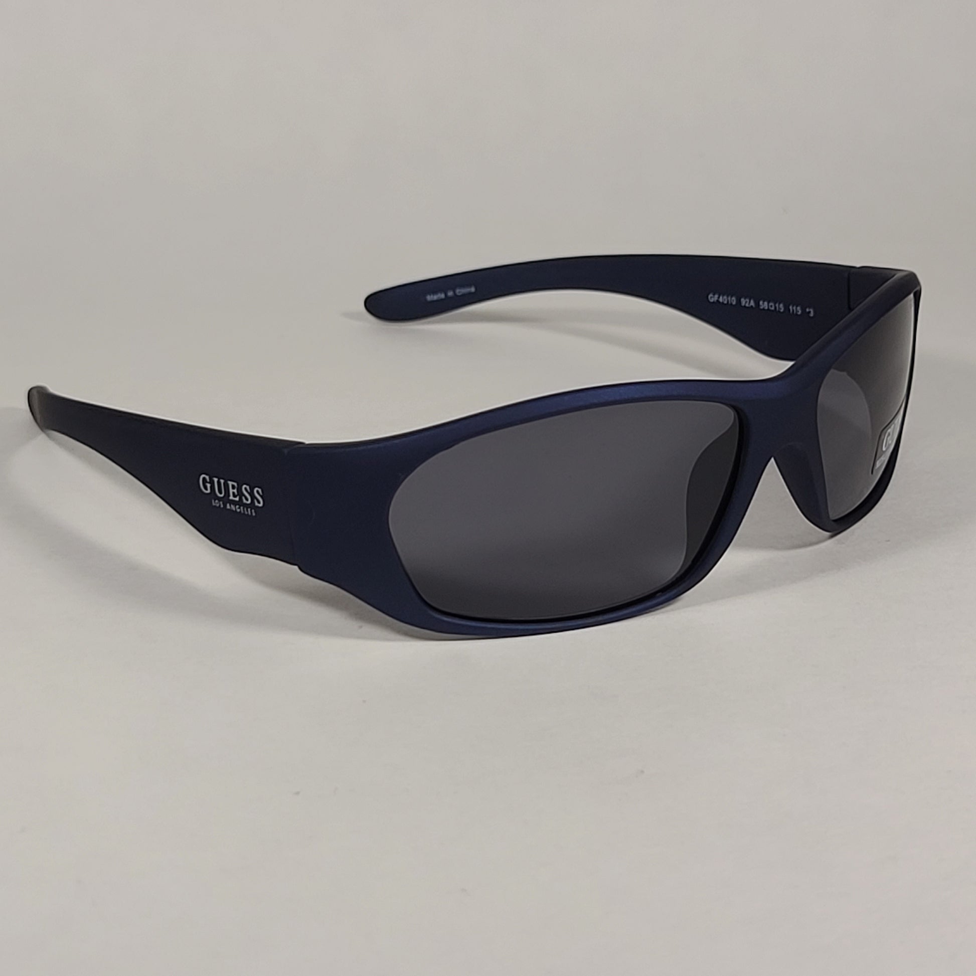 Guess Small Wrap Sunglasses Navy Blue Frame Gray Lens GF4010 92A - Sunglasses