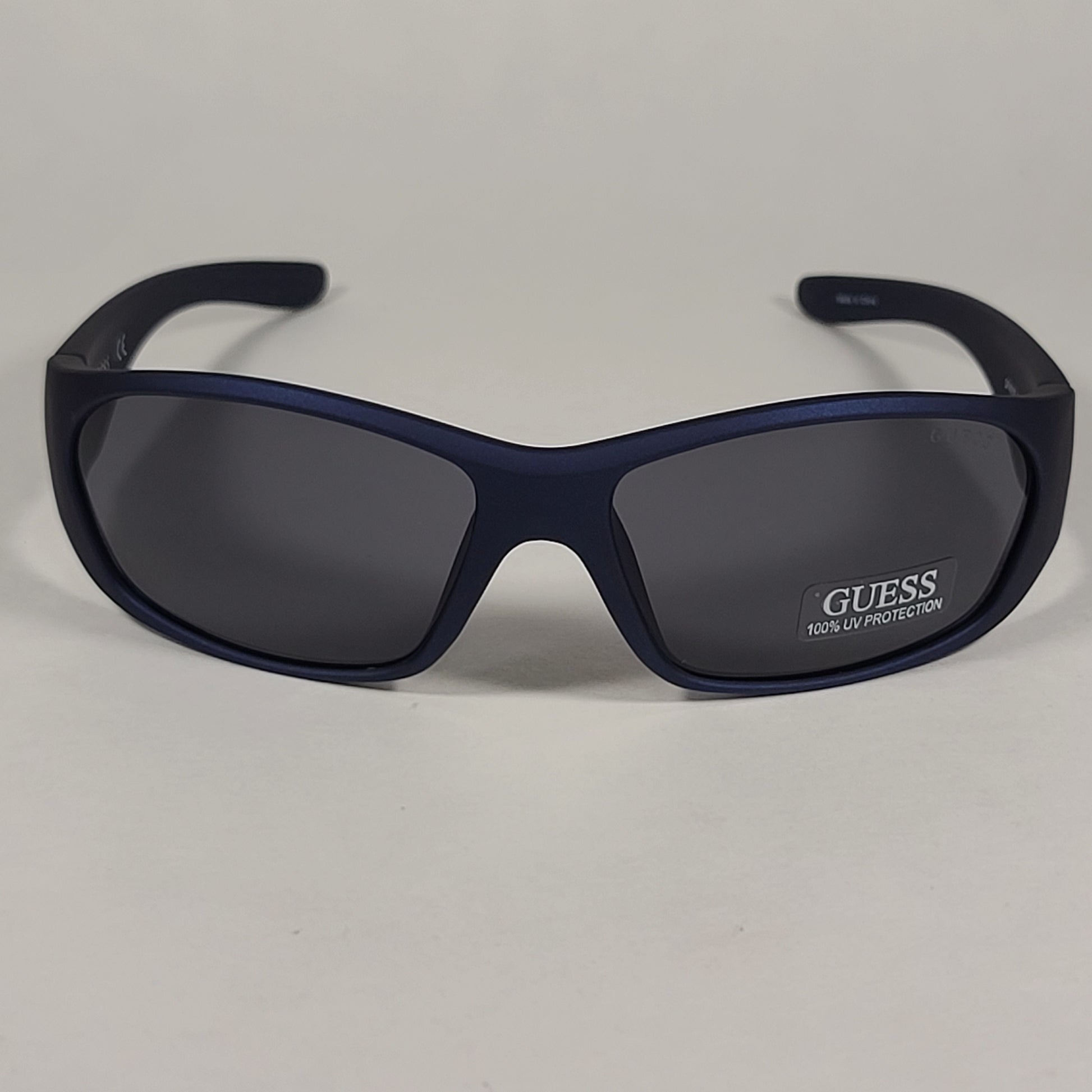 Guess Small Wrap Sunglasses Navy Blue Frame Gray Lens GF4010 92A - Sunglasses