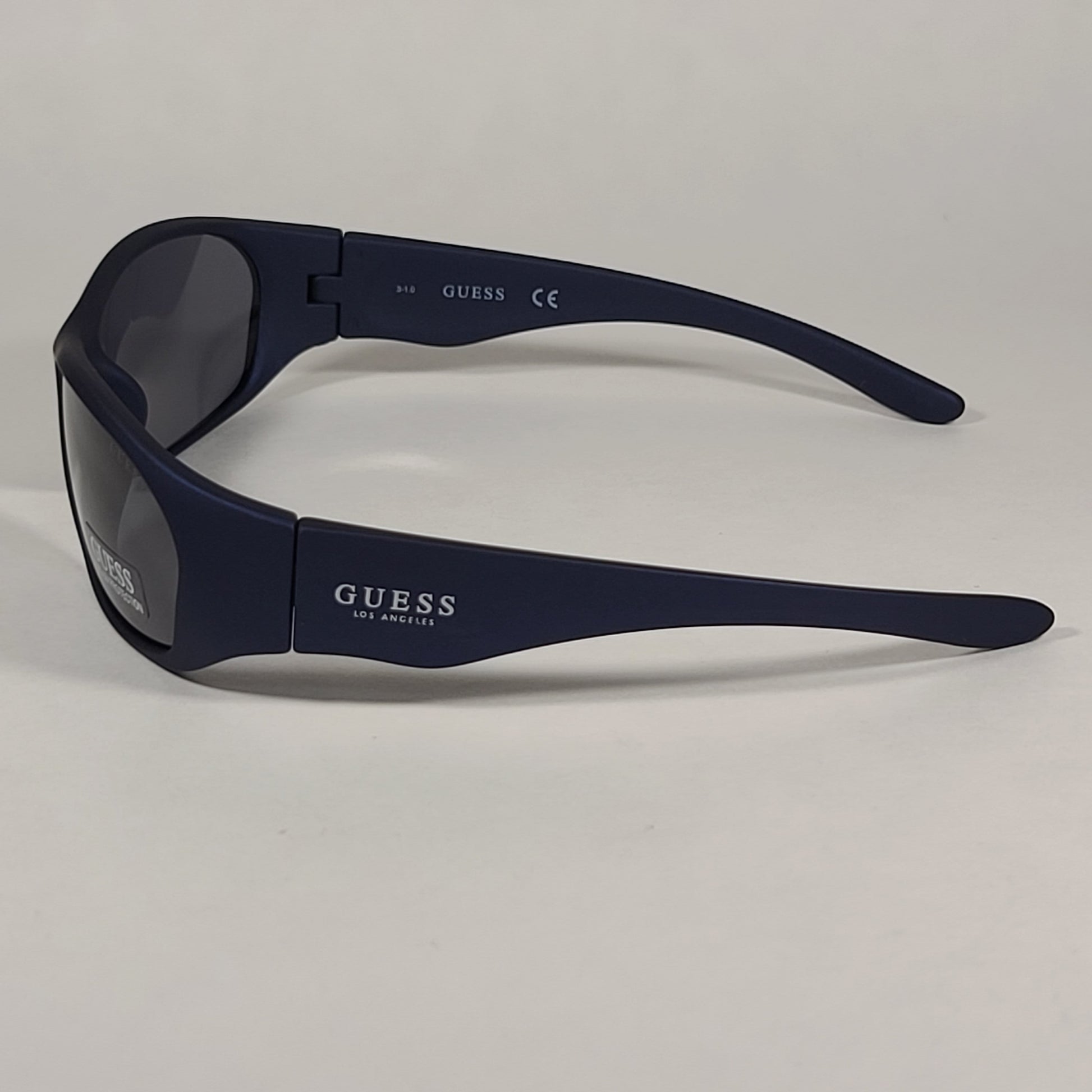 Guess Small Wrap Sunglasses Navy Blue Frame Gray Lens GF4010 92A - Sunglasses