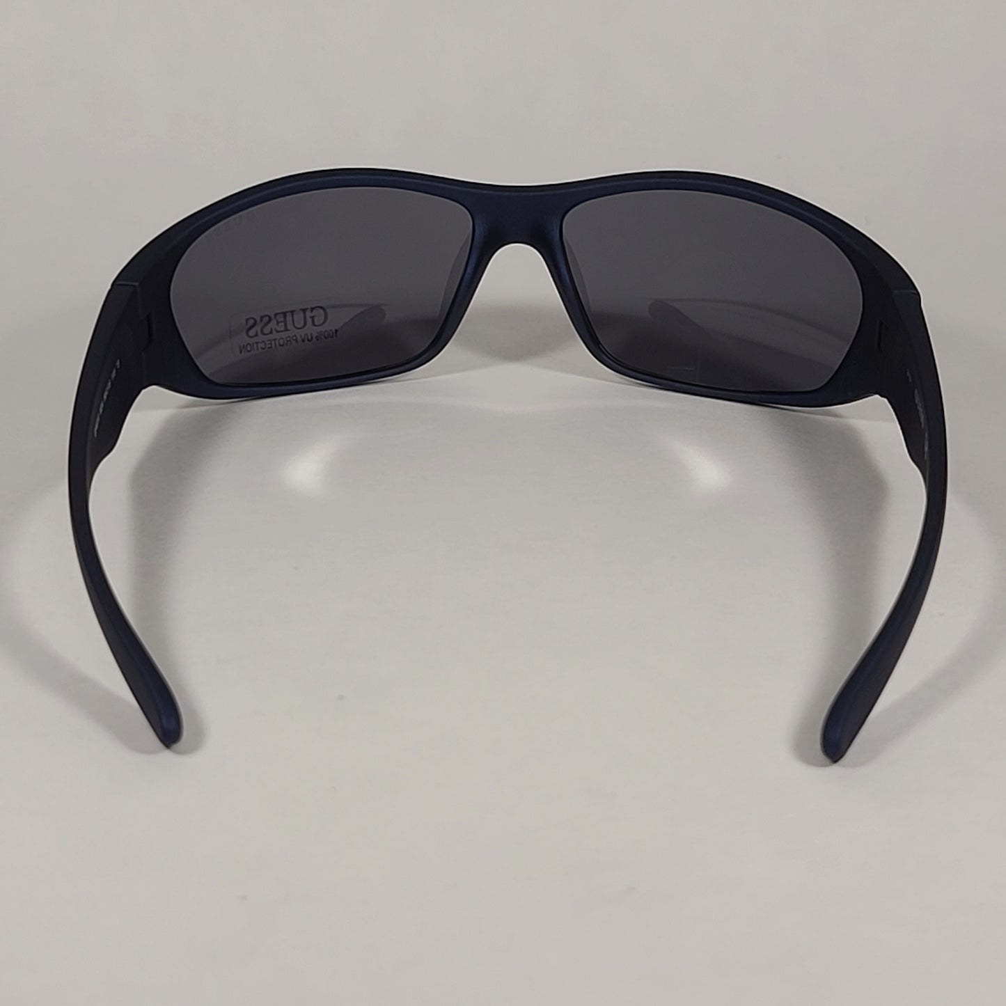 Guess Small Wrap Sunglasses Navy Blue Frame Gray Lens GF4010 92A - Sunglasses