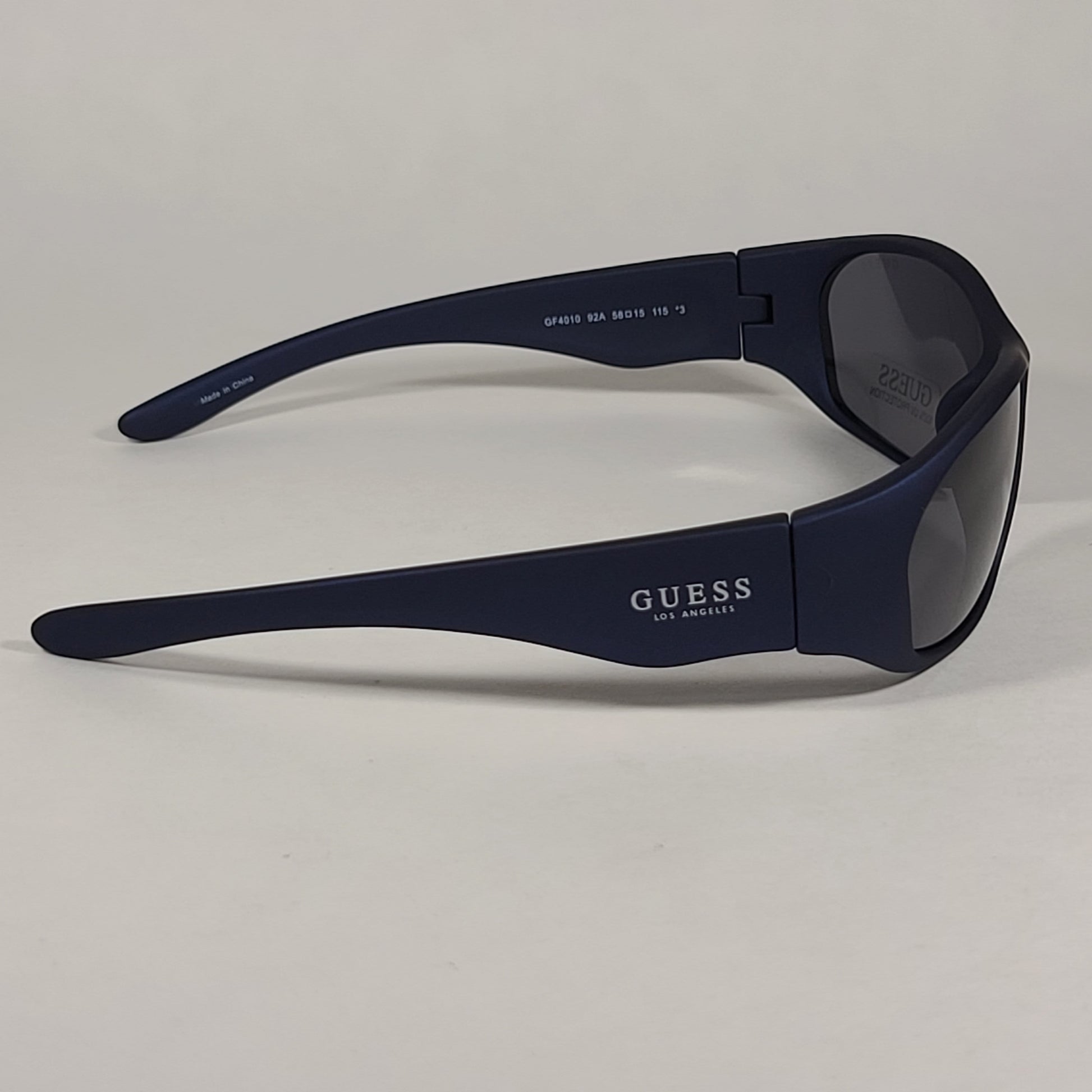 Guess Small Wrap Sunglasses Navy Blue Frame Gray Lens GF4010 92A - Sunglasses