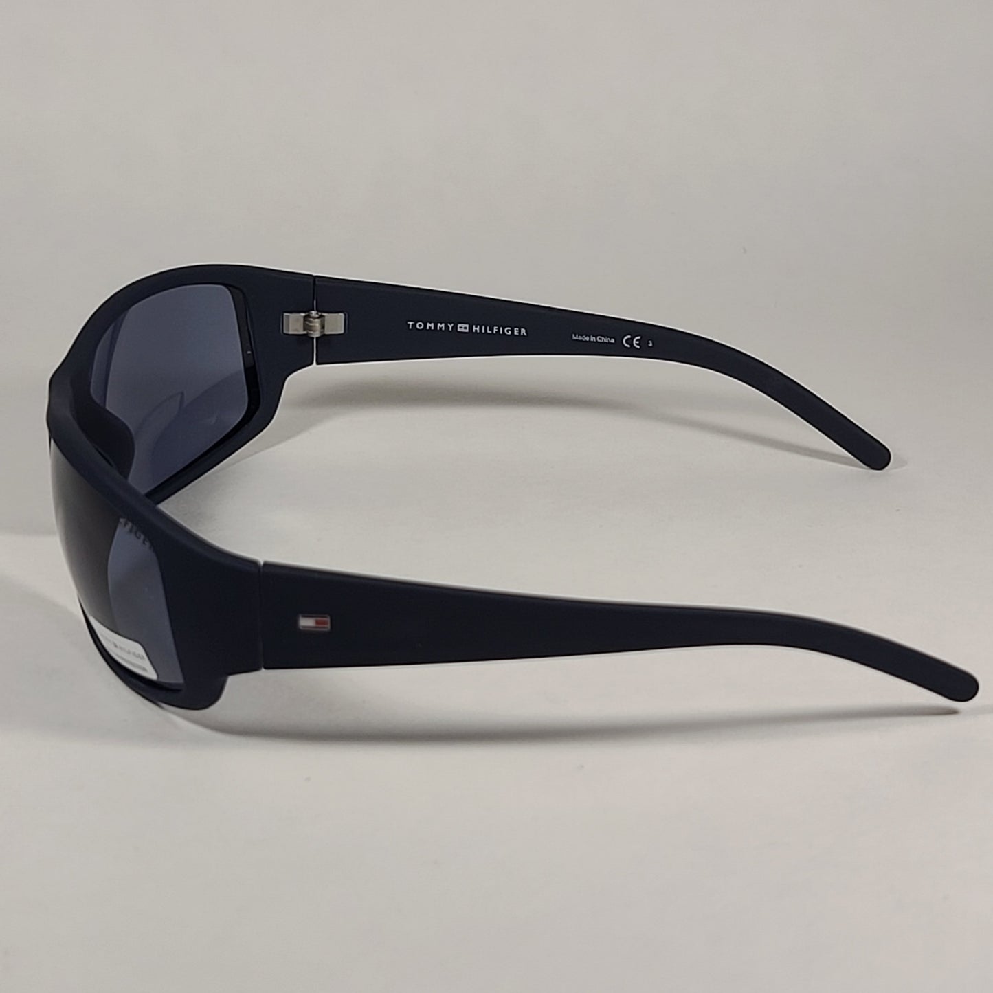 Tommy Hilfiger Bob Rectangular Wrap Sunglasses Sport Matte Navy Blue Gray Lens BOB MP OM497 - Sunglasses