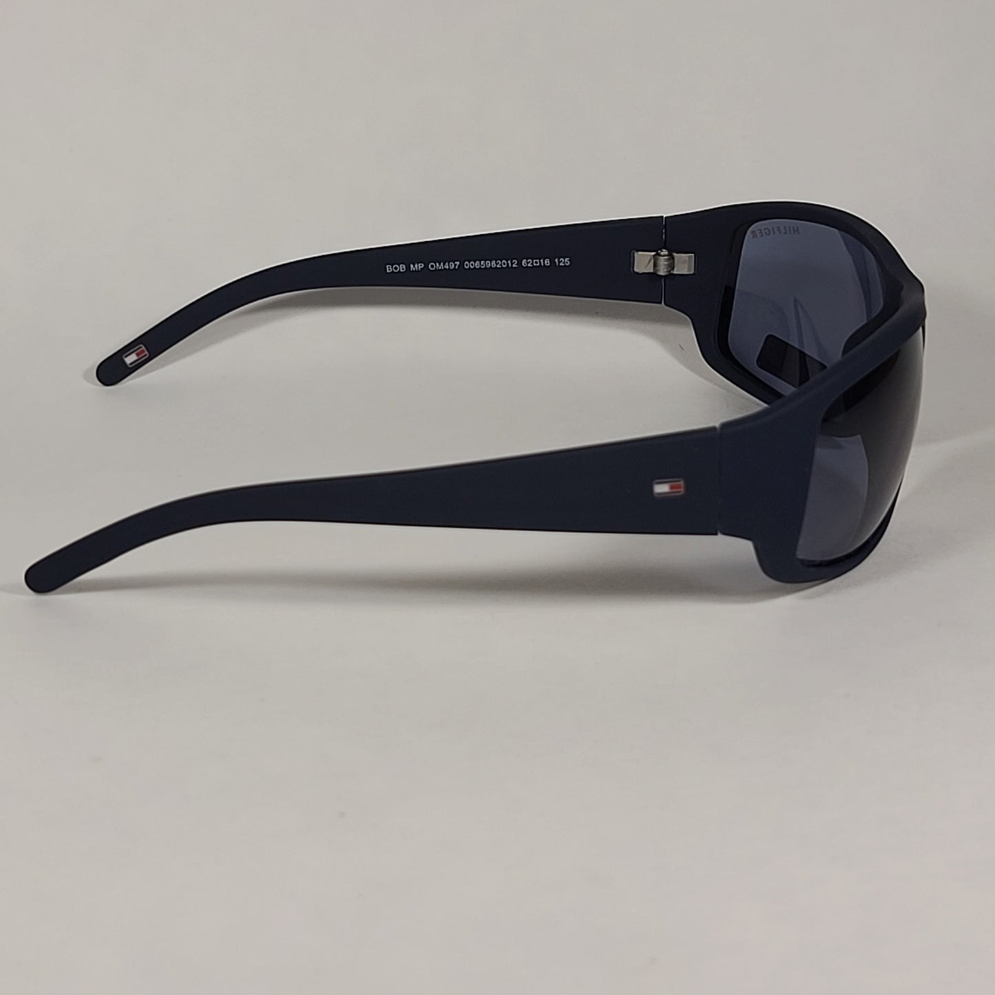 Tommy Hilfiger Bob Rectangular Wrap Sunglasses Sport Matte Navy Blue Gray Lens BOB MP OM497 - Sunglasses
