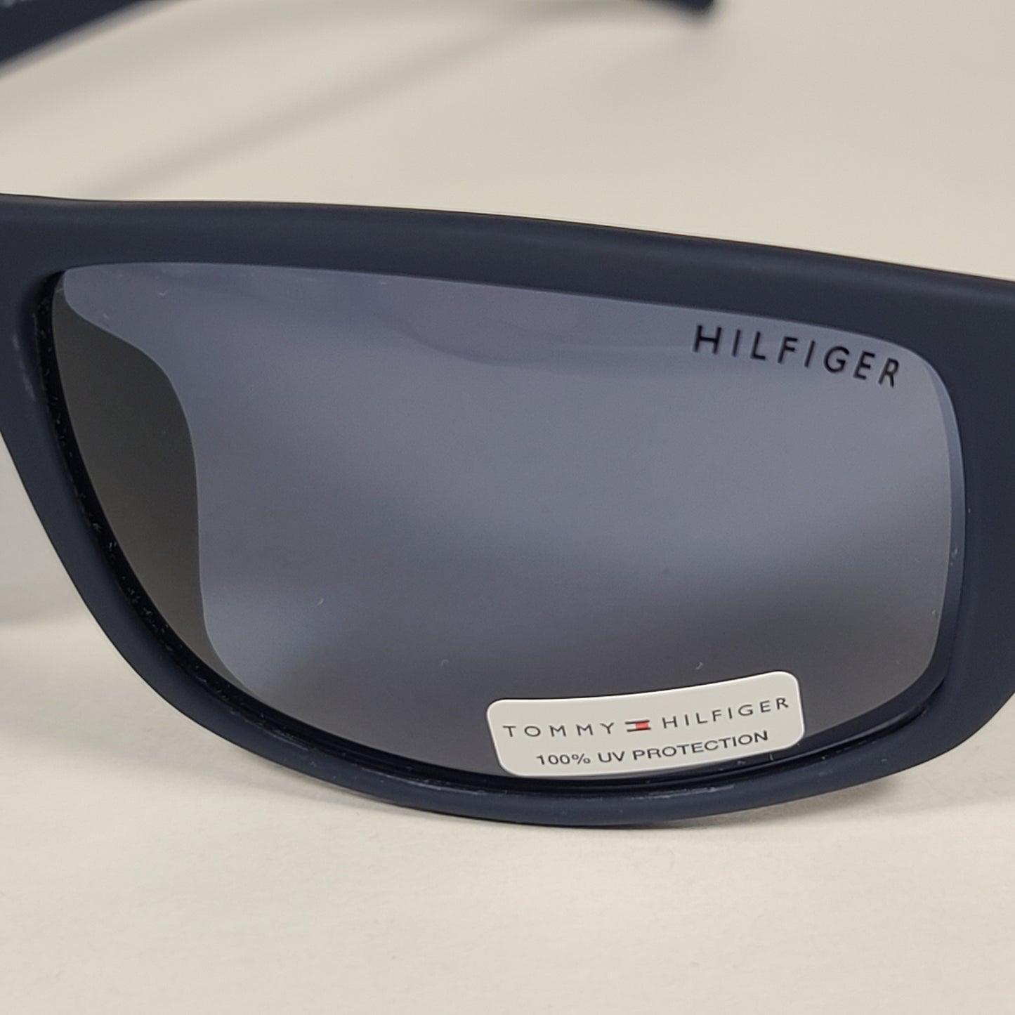 Tommy Hilfiger Bob Rectangular Wrap Sunglasses Sport Matte Navy Blue Gray Lens BOB MP OM497 - Sunglasses