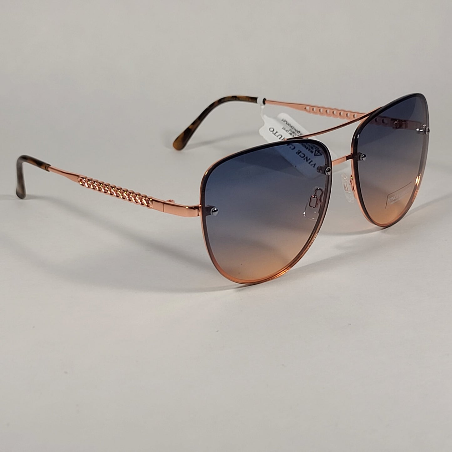 Vince Camuto Rimless Navigator Sunglasses Rose Gold Blue Gradient VC794 RGD - Sunglasses