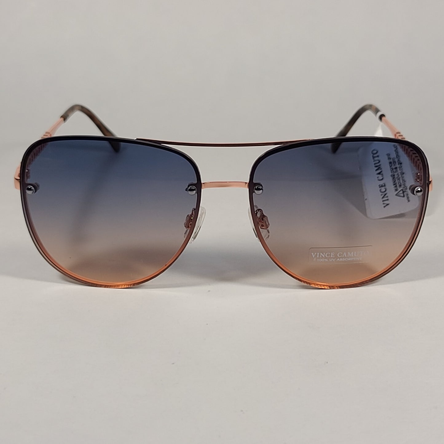 Vince Camuto Rimless Navigator Sunglasses Rose Gold Blue Gradient VC794 RGD - Sunglasses