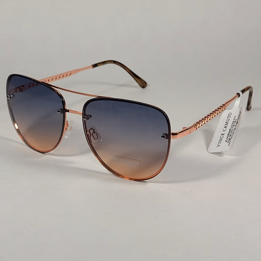 Vince Camuto Rimless Navigator Sunglasses Rose Gold Blue Gradient VC794 RGD - Sunglasses