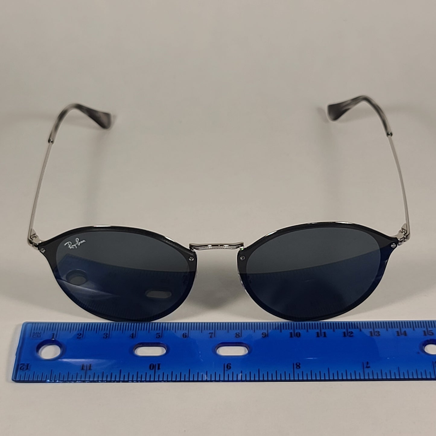 Ray-Ban Blaze Round Sunglasses Black Silver Metal Frame Gray Lens RB3574N 003/87 - Sunglasses