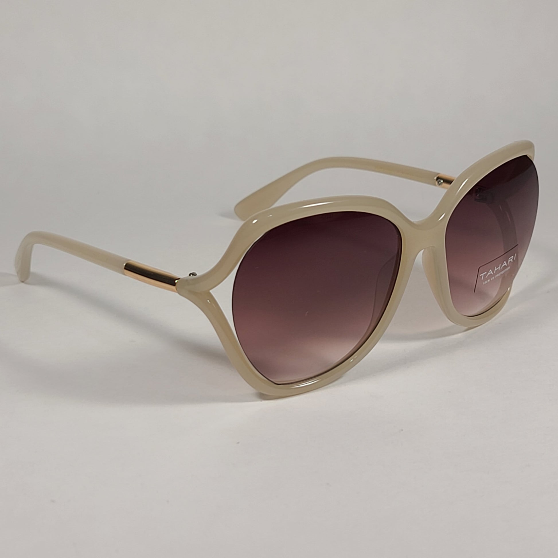 Tahari Butterfly Vented Sunglasses Ivory Frame Brown Gradient Lens TH740 IVY - Sunglasses