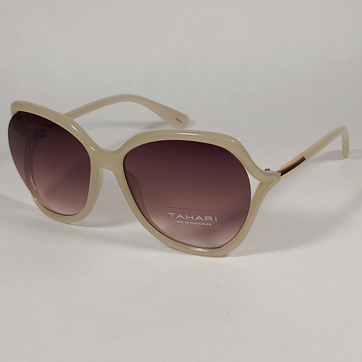 Tahari Butterfly Vented Sunglasses Ivory Frame Brown Gradient Lens TH740 IVY - Sunglasses