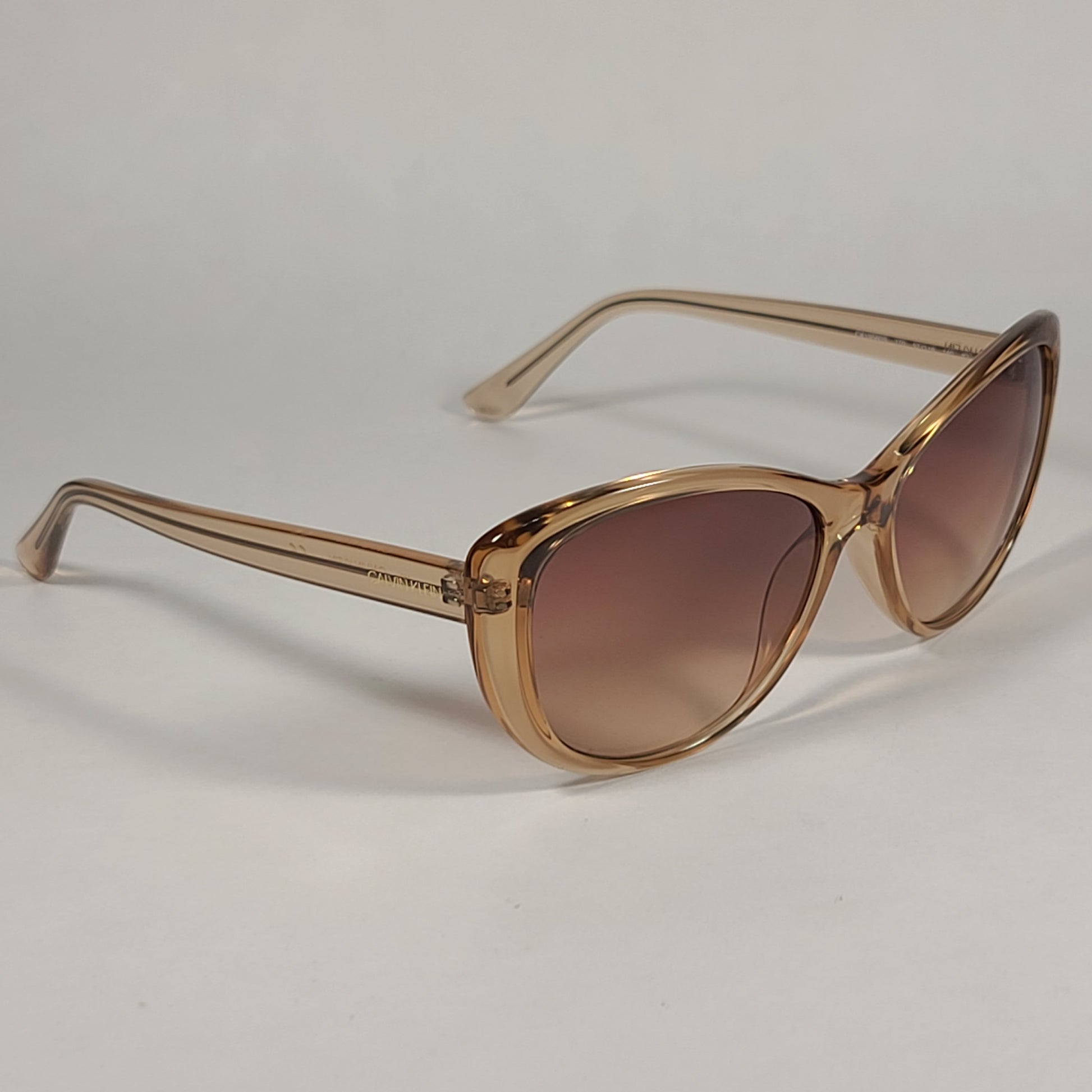 Calvin Klein Cat Eye Sunglasses CK19560S 270 Tan Crystal Brown Gradient Lens - Sunglasses