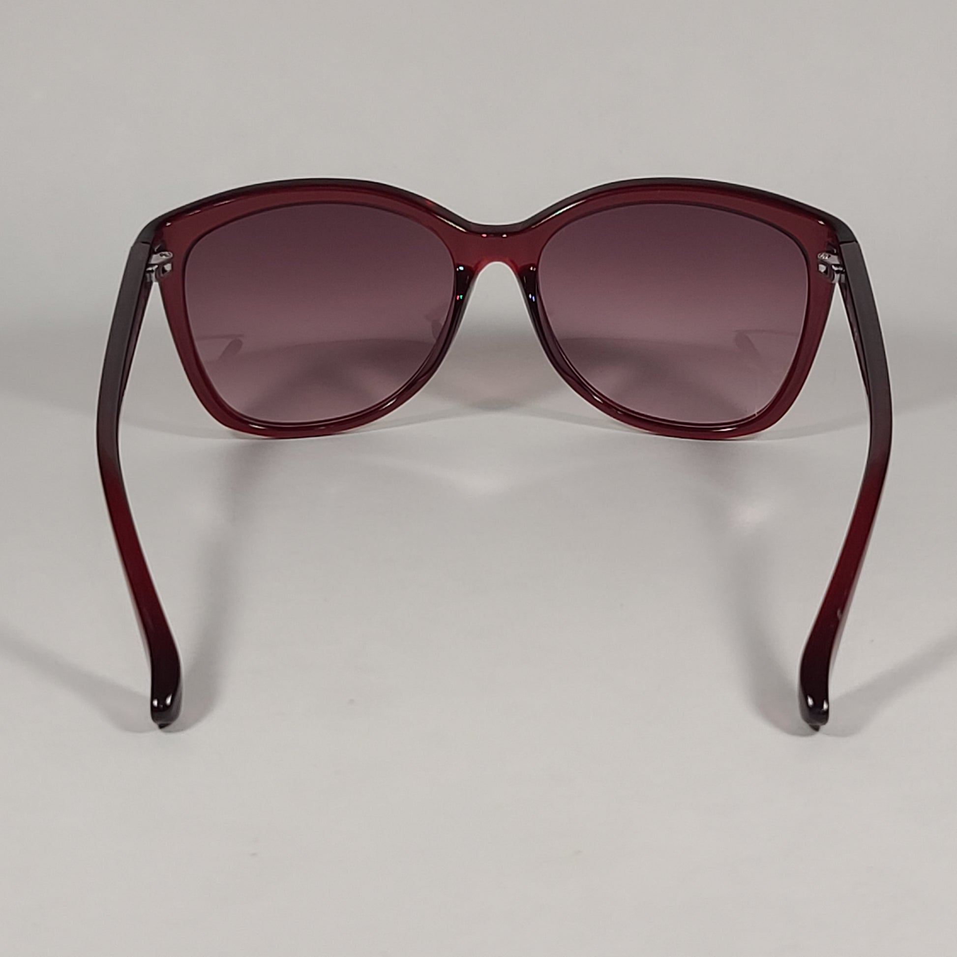 Calvin Klein Square Cat Eye Sunglasses CK19542S 605 Red Crystal Frame Rose Pink Gradient Lens - Sunglasses