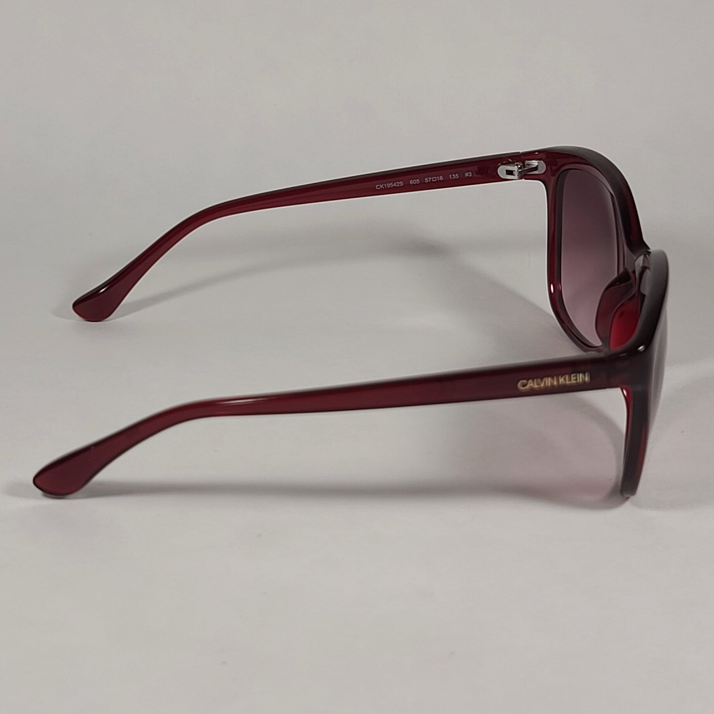 Calvin Klein Square Cat Eye Sunglasses CK19542S 605 Red Crystal Frame Rose Pink Gradient Lens - Sunglasses