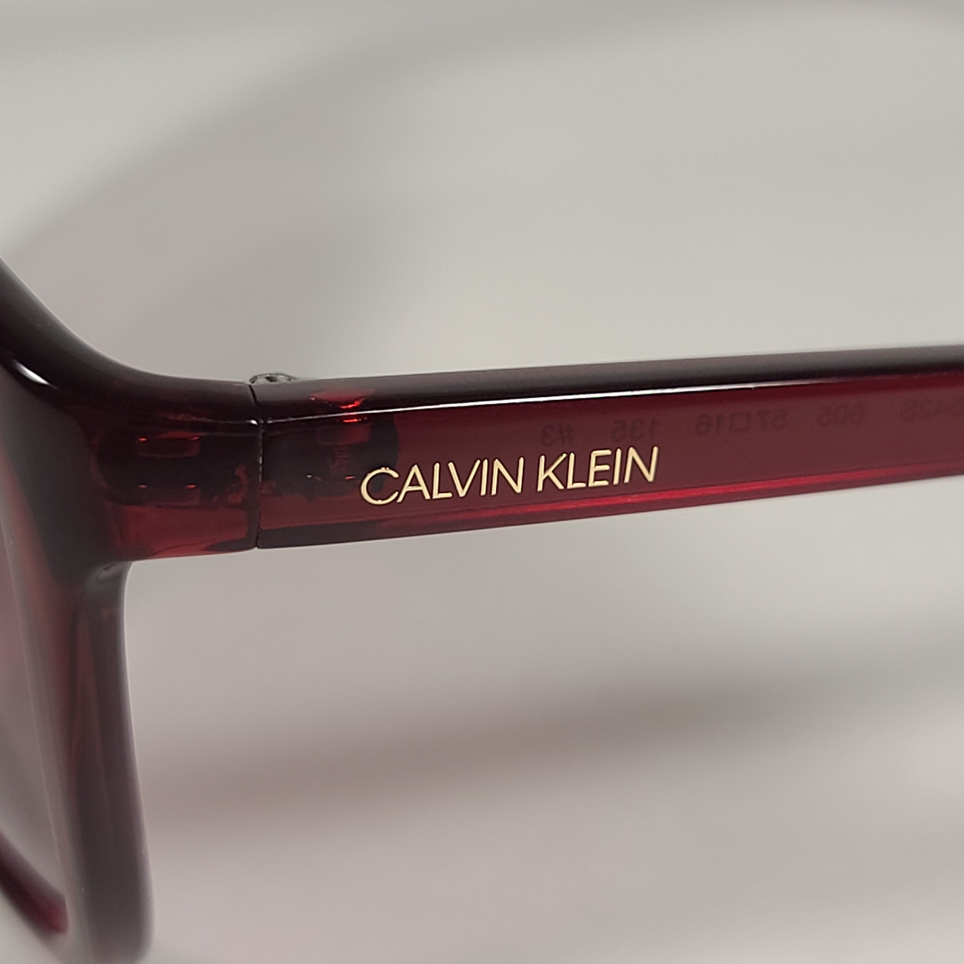 Calvin Klein Square Cat Eye Sunglasses CK19542S 605 Red Crystal Frame Rose Pink Gradient Lens - Sunglasses